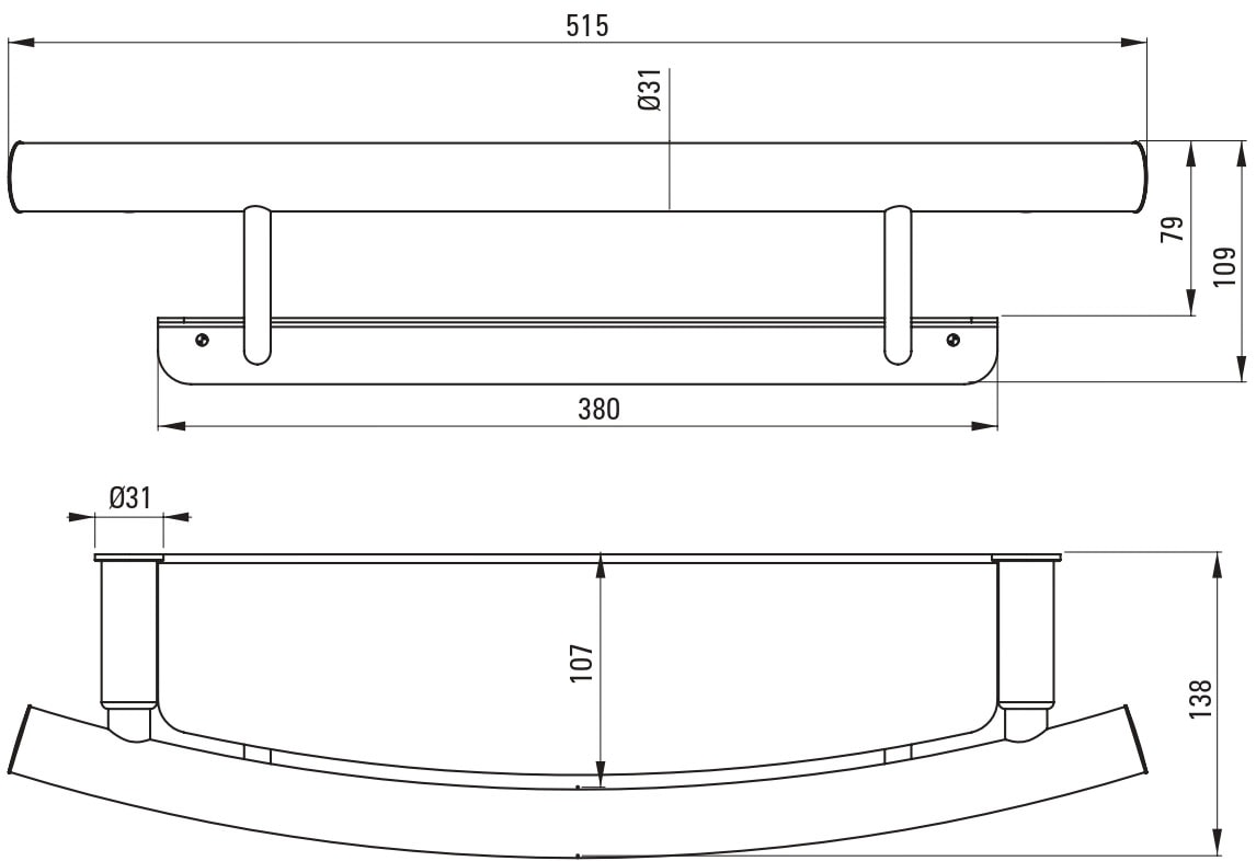 Deante Wandregalhalter »»Vital« Wandhalterung mit Ablagefach, Ausführung Schwarz, 51 cm«, Tragegewicht 150 kg, einfache Montage