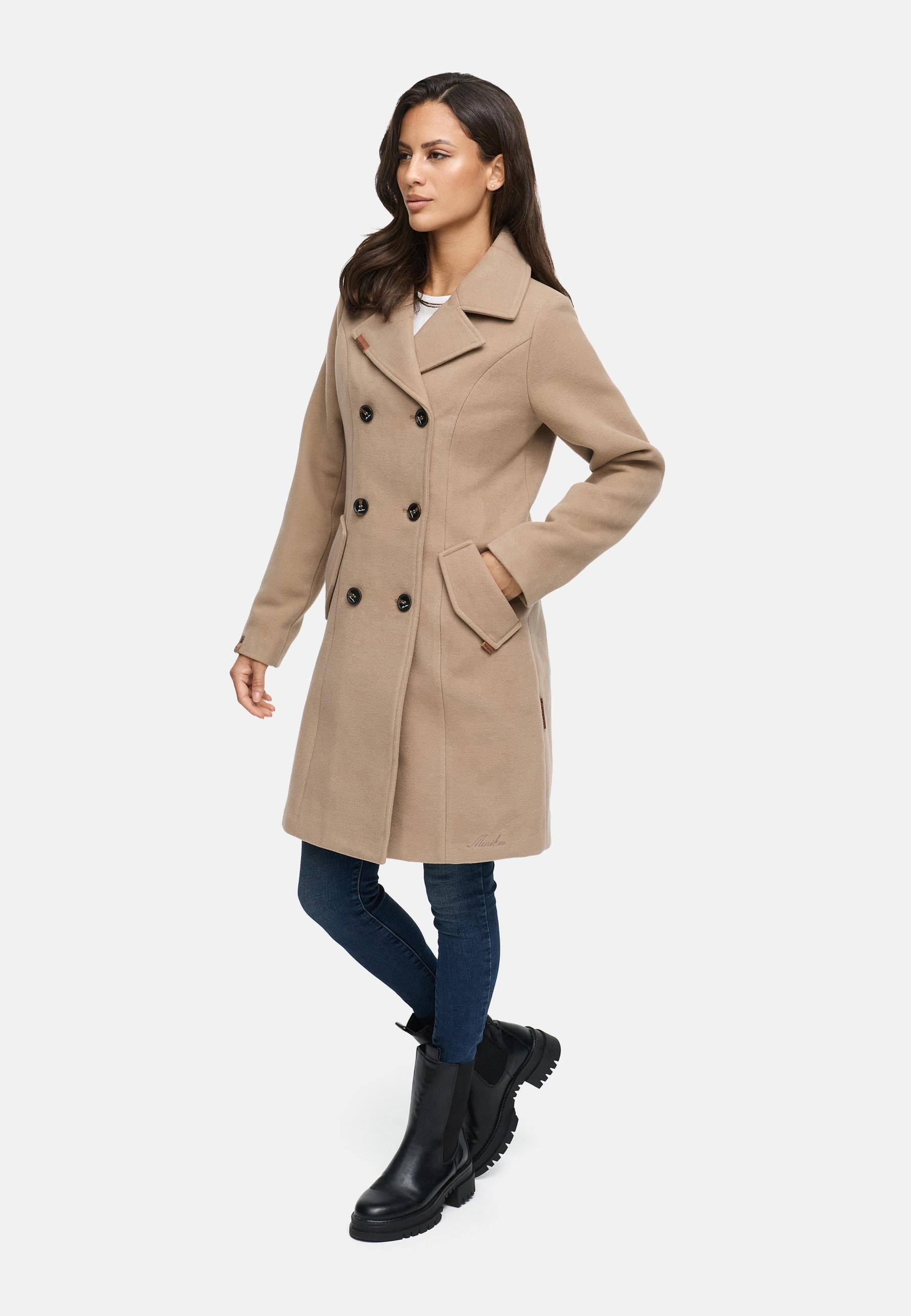 Marikoo Wollmantel »Nanakoo«, edler Damen Trenchcoat in Woll-Optik