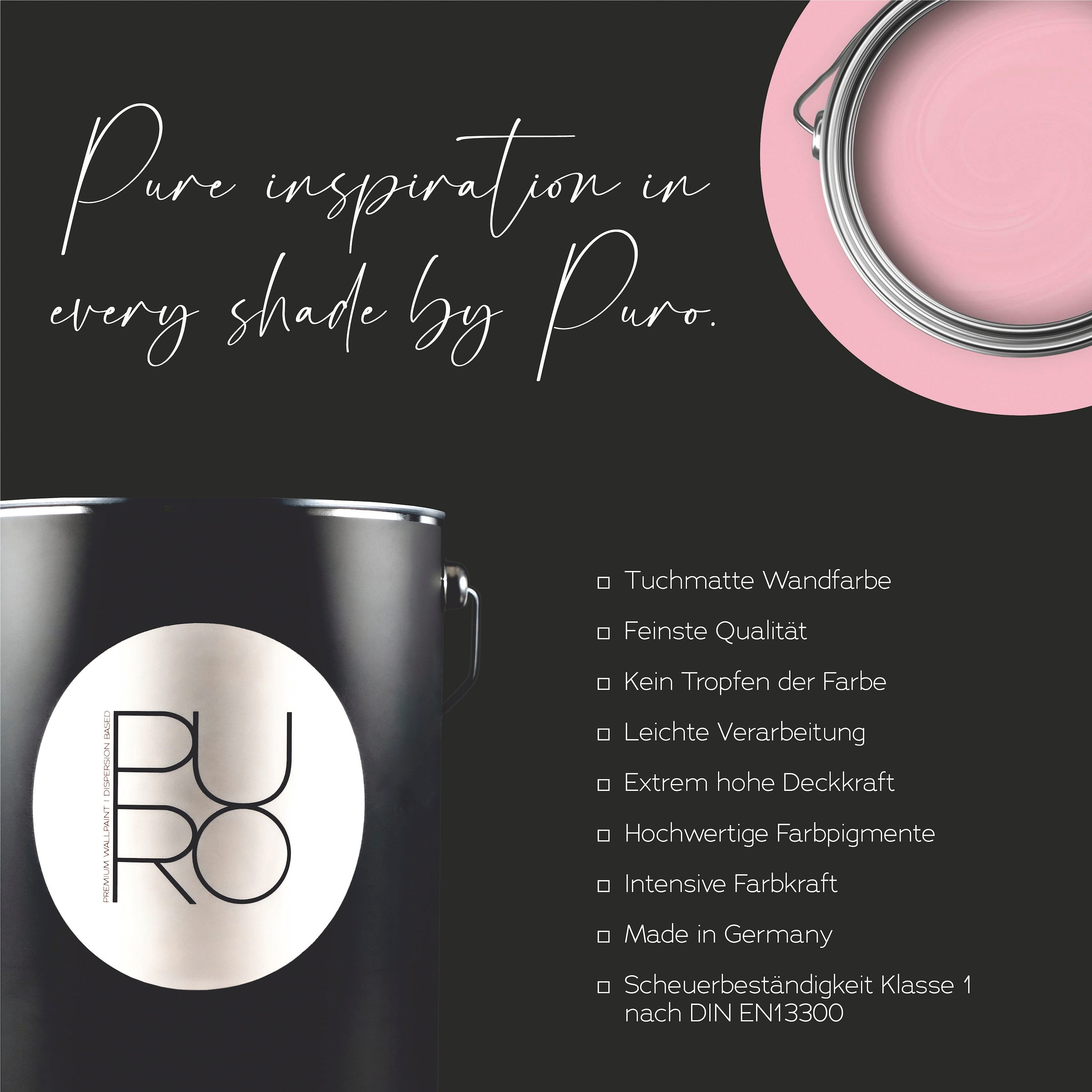 A.S. Création Wandfarbe »Premium Innenwandfarbe PURO Tuchmatt lovely rose« ideal für Wohnzimmer, Schlafzimmer, Flur und Küche, Farbwelt Rosa