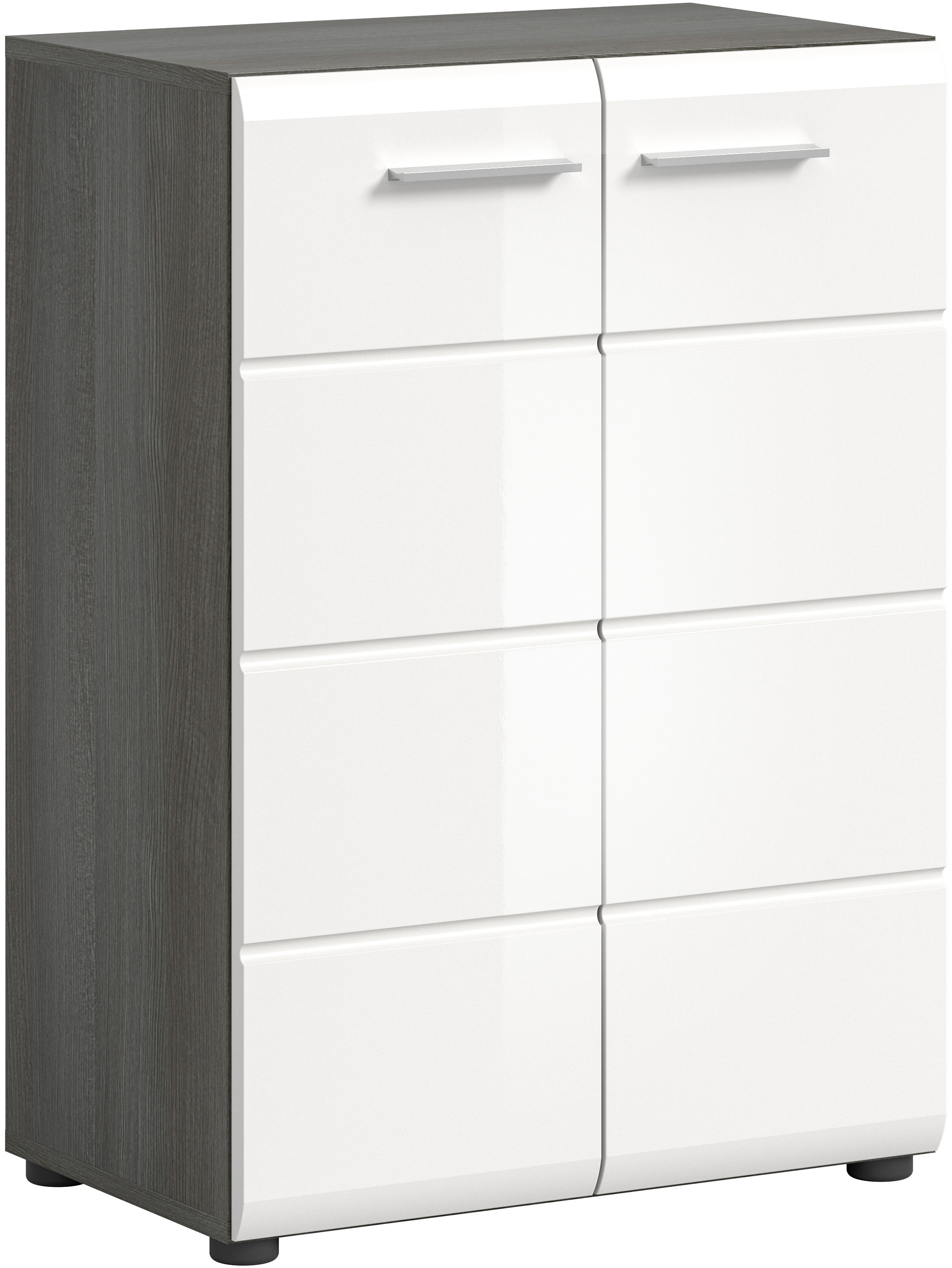INOSIGN Kommode »Rumba, Breite 60cm, in Rauchsilber Nachbildung/ Weiß Hochglanz«, Kommode, Sideboard, Schrank