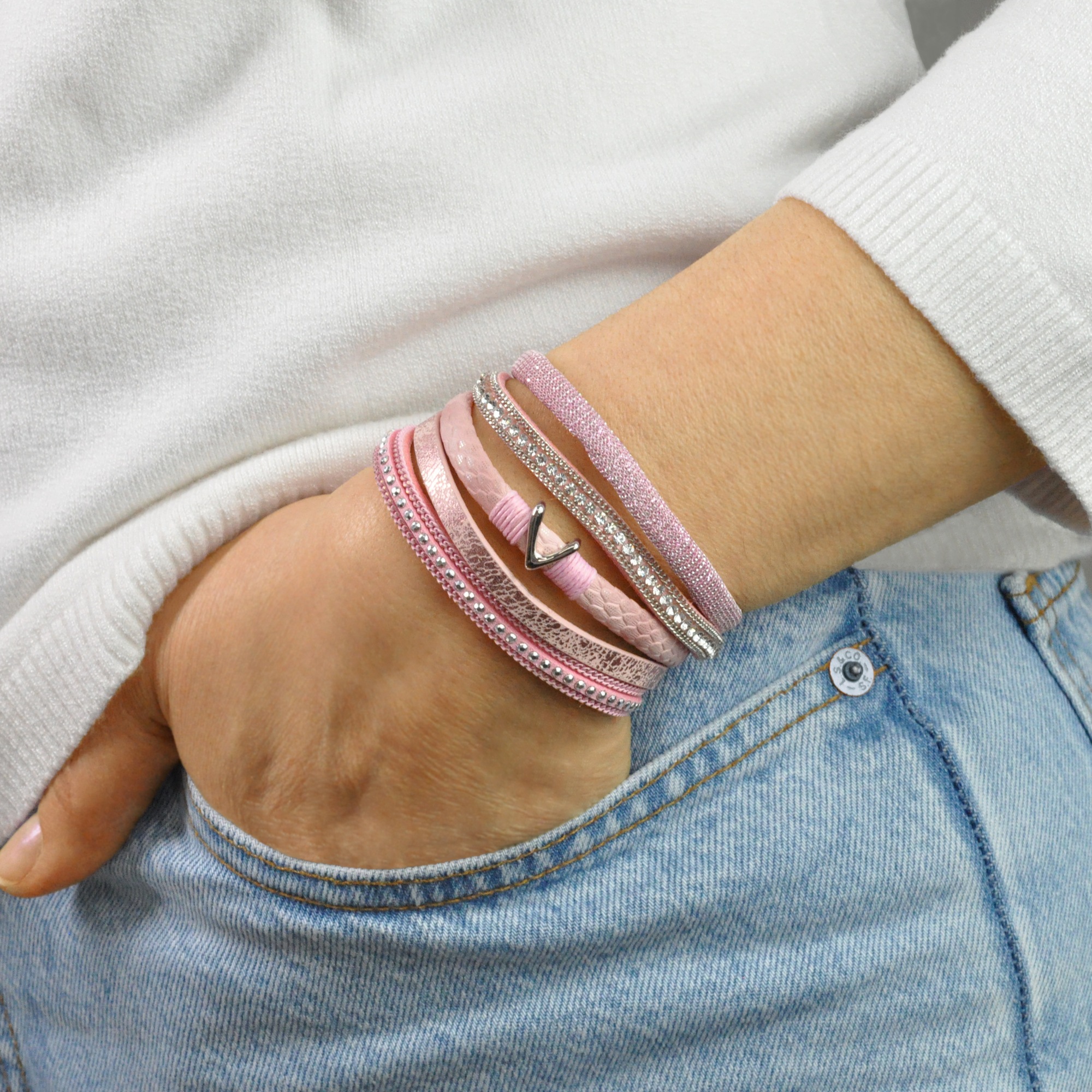 Steuer Armband »Velour rosé 5-reihig«