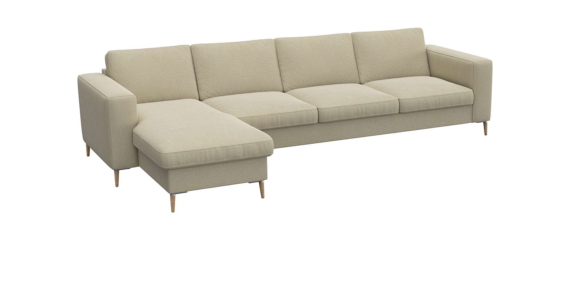 FLEXLUX Ecksofa »Fiore, super bequem durch hochwertigen Sitzaufbau mit Kaltschaum«, breite Armlehnen, Füße Alu+ Eiche, L-Form