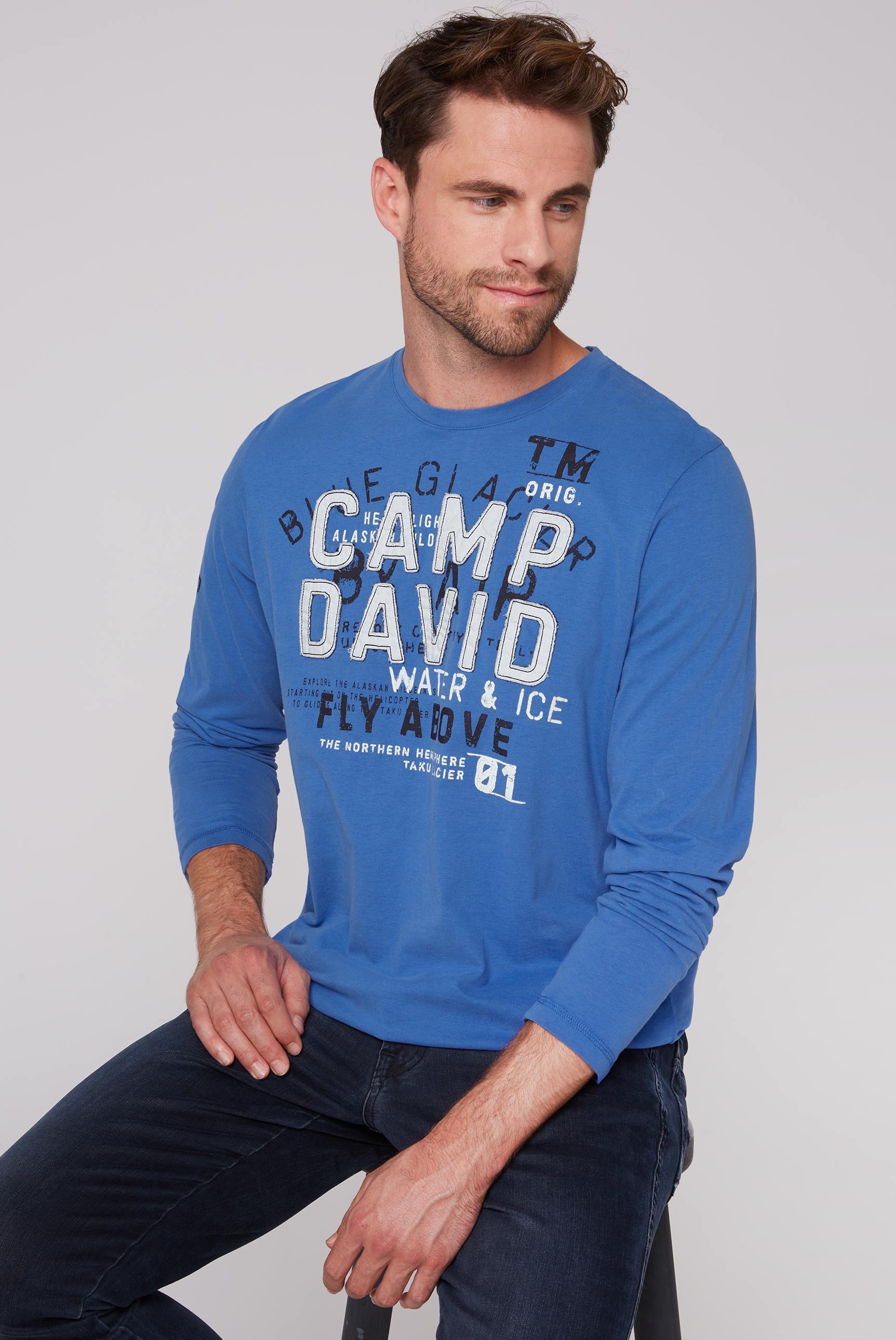 CAMP DAVID Langarmshirt, mit mehreren Prints günstig online kaufen