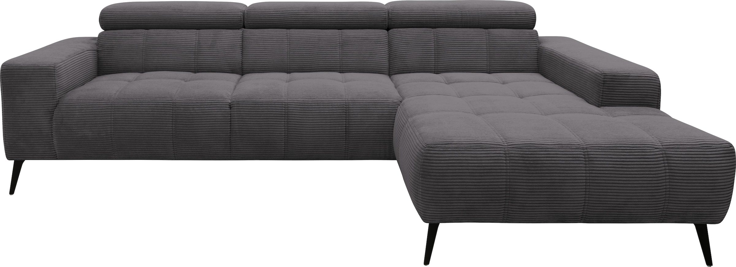 DOMO collection Ecksofa »Trento L-Form, mit Kufenfuß oder Einzelfuß«, wahlweise mit Kopfteilverstellung, Recamiere links/rechts bestellbar
