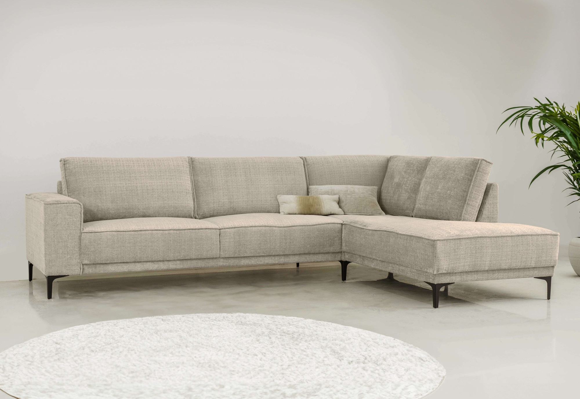 Places of Style Ecksofa "Polsterecke Oland, Struktur, Flachgewebe, Luxus-Mi günstig online kaufen
