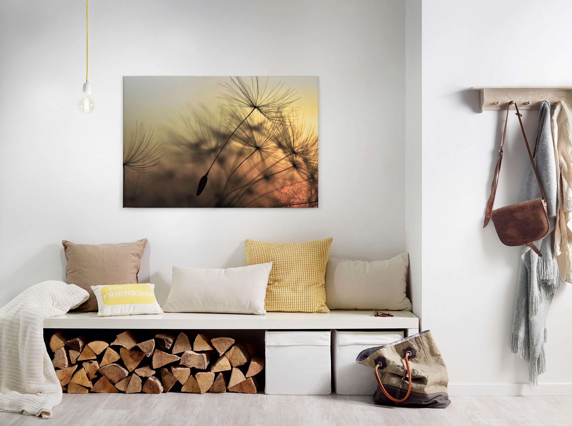 A.S. Création Leinwandbild "Flying Dandelion" Gemälde Kunst 1 Stk. tlg. Pusteblume Keilrahmen Leinwand-Bild Wohnzimmer modern Wandbild Kinder