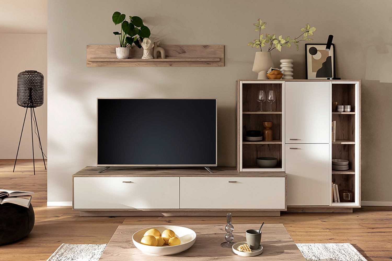 MCA furniture Wohnwand »SANTERNO«, (Komplett-Set, 3 St., 3-teilg), Wohnzimmer Set (3-tlg.), Türen & Schubkästen gedämpft, Breite 287 cm