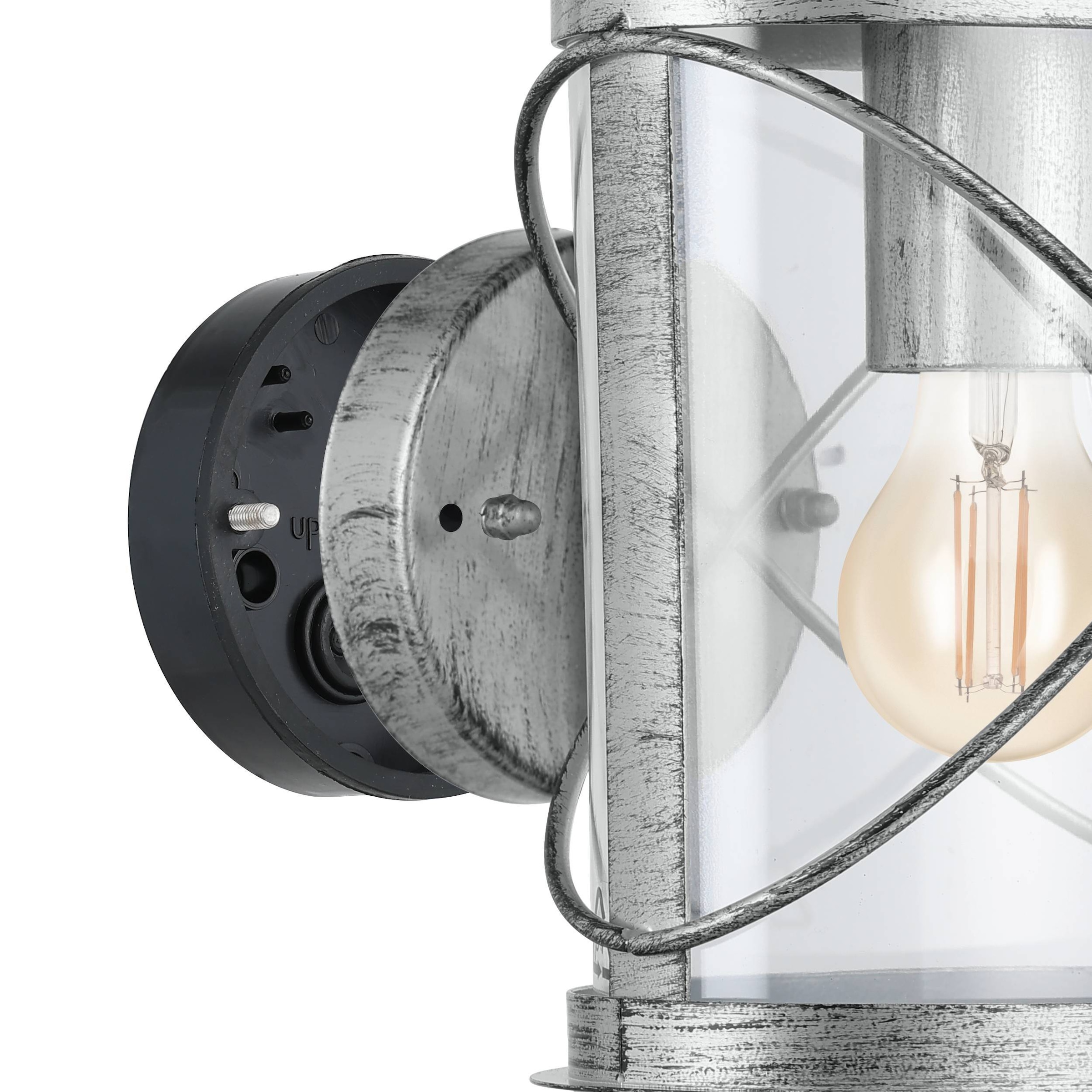 EGLO Wandleuchte »Hilburn 1 Wandlampe, Außeneleuchte, Stahl und Kunststoff, E27, IP44« E27 1 Stk. Wand-/Deckenleuchte - L20 x H28 x AL20 cm - silber-antik - 1X60W exkl.