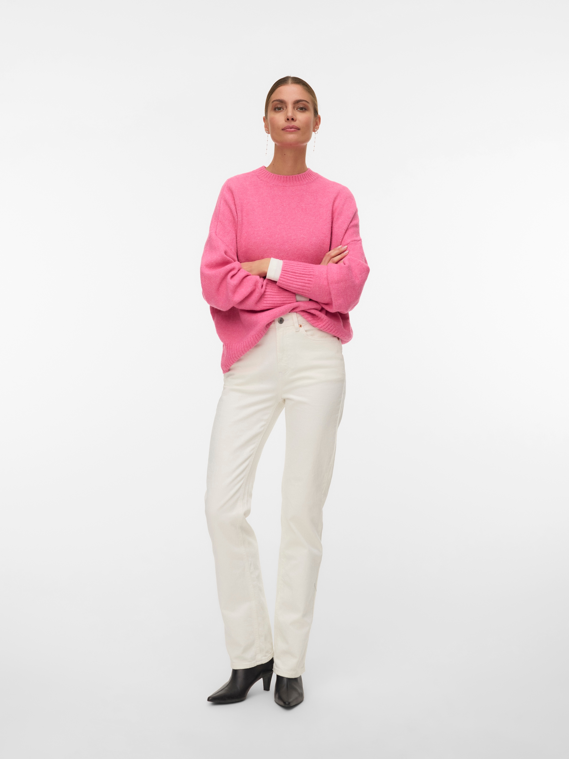 Vero Moda Strickpullover »VMBOOM LS O-NECK PULLOVER GA NOOS« Materialmix, loose fit