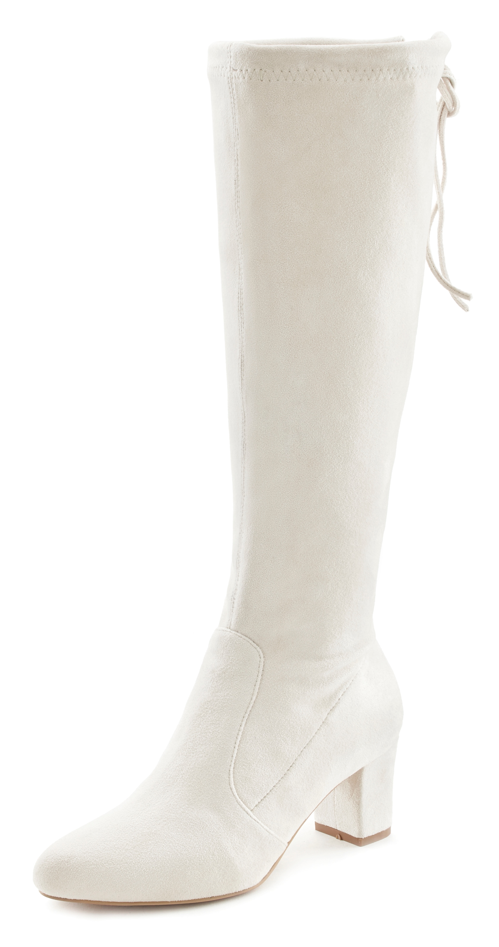 LASCANA Schlupfstiefel, Schlupfboots, Slouchy Boots, Slip-On, Stretch & Blockabsatz