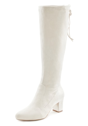LASCANA Stiefel, aus elastischem Stretchmaterial mit Langschaft und Blockabsatz VEGAN kaufen
