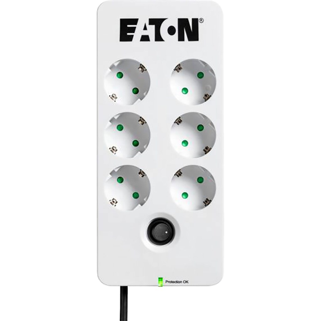 EATON Mehrfachsteckdose »Protection Box 6 DIN«, 6-fach, (LED-Statusanzeige-Ein- / Ausschalter Überspannungsschutz Kabellänge 1,5 m)