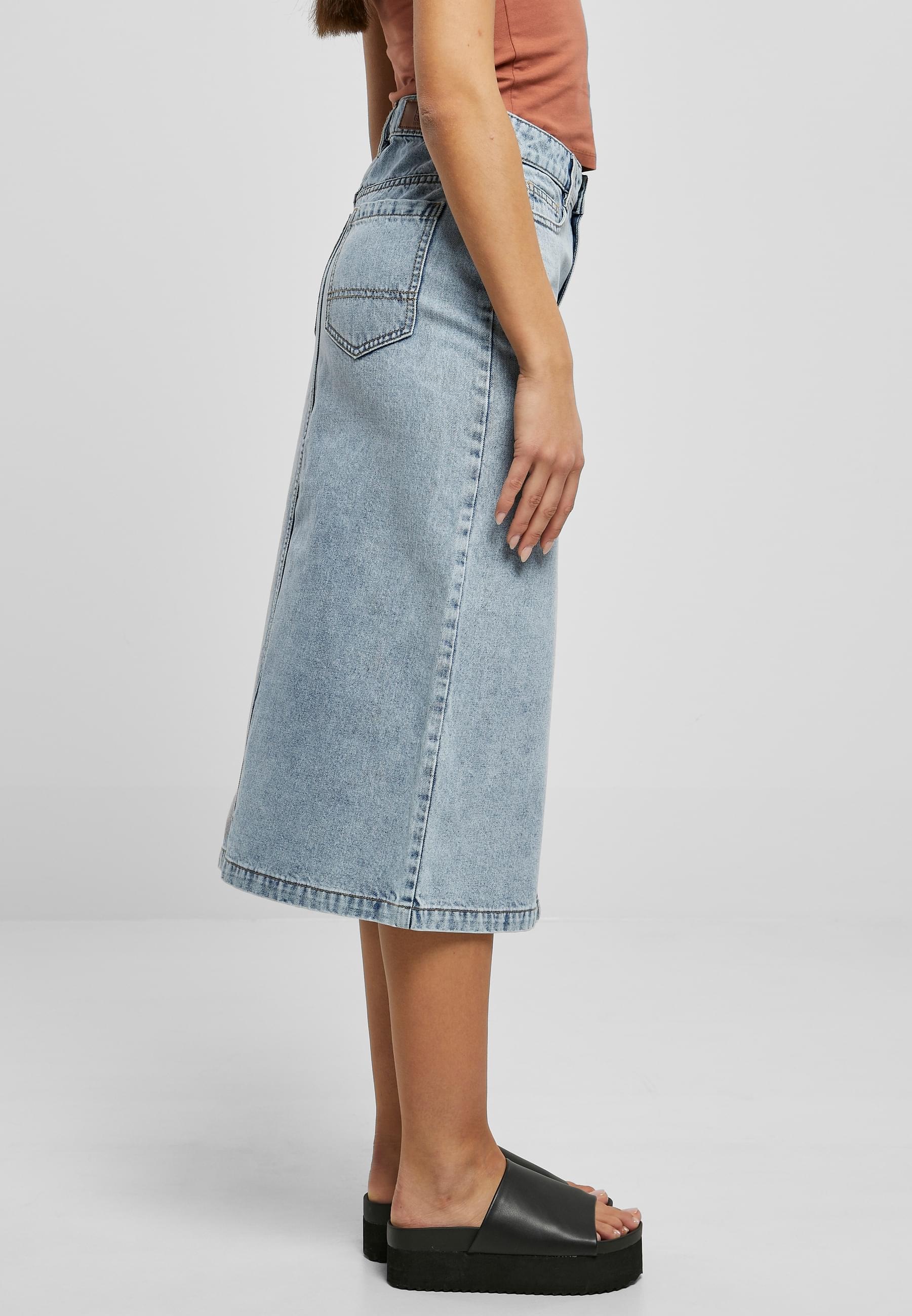 URBAN CLASSICS Jerseyrock »Urban Classics Damen Ladies Midi Denim Skirt«, (1 tlg.)