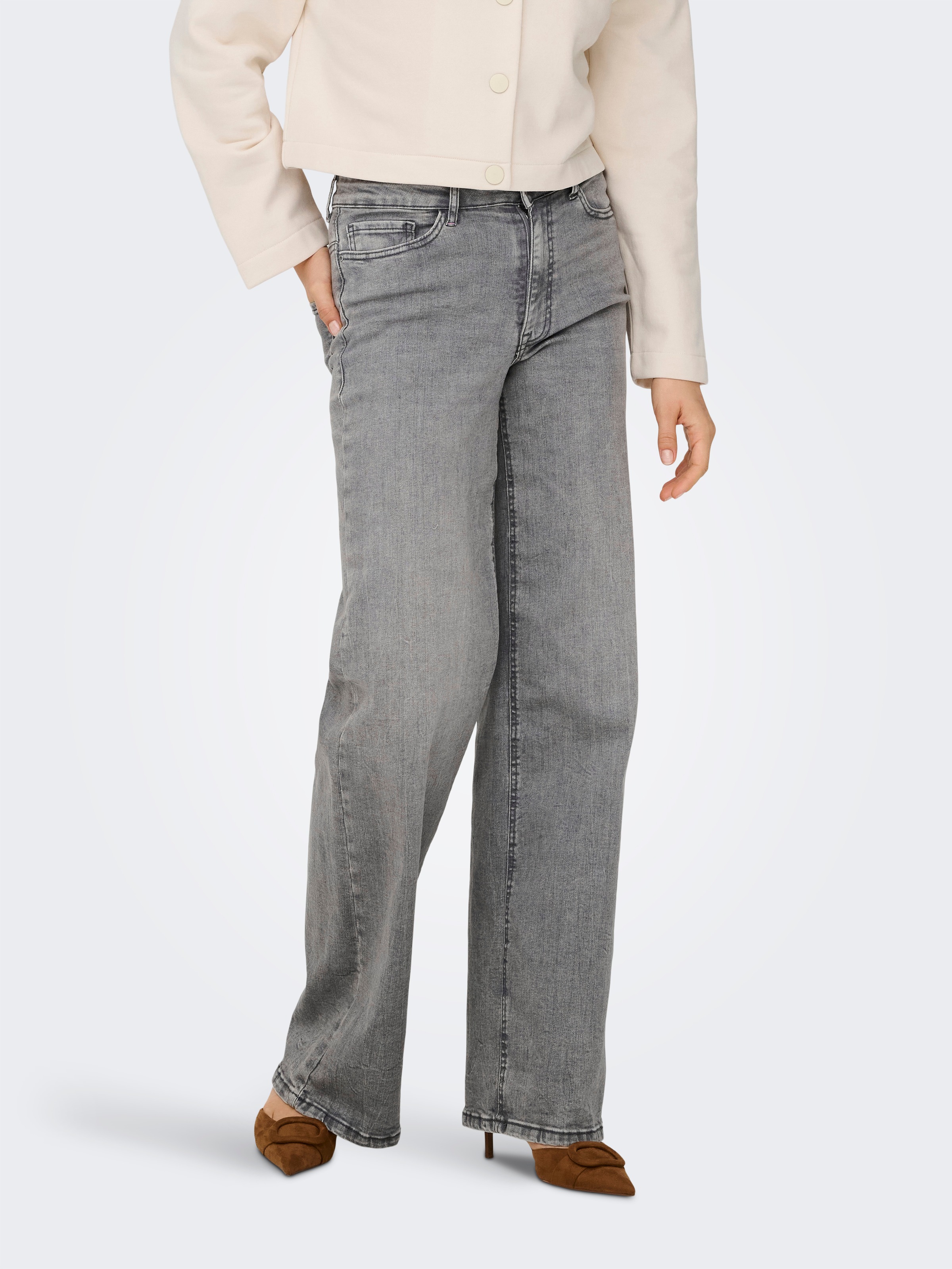 JDY High-waist-Jeans "JDYFELINA-FINA HW WIDE JNS LT GREY DNM" günstig online kaufen