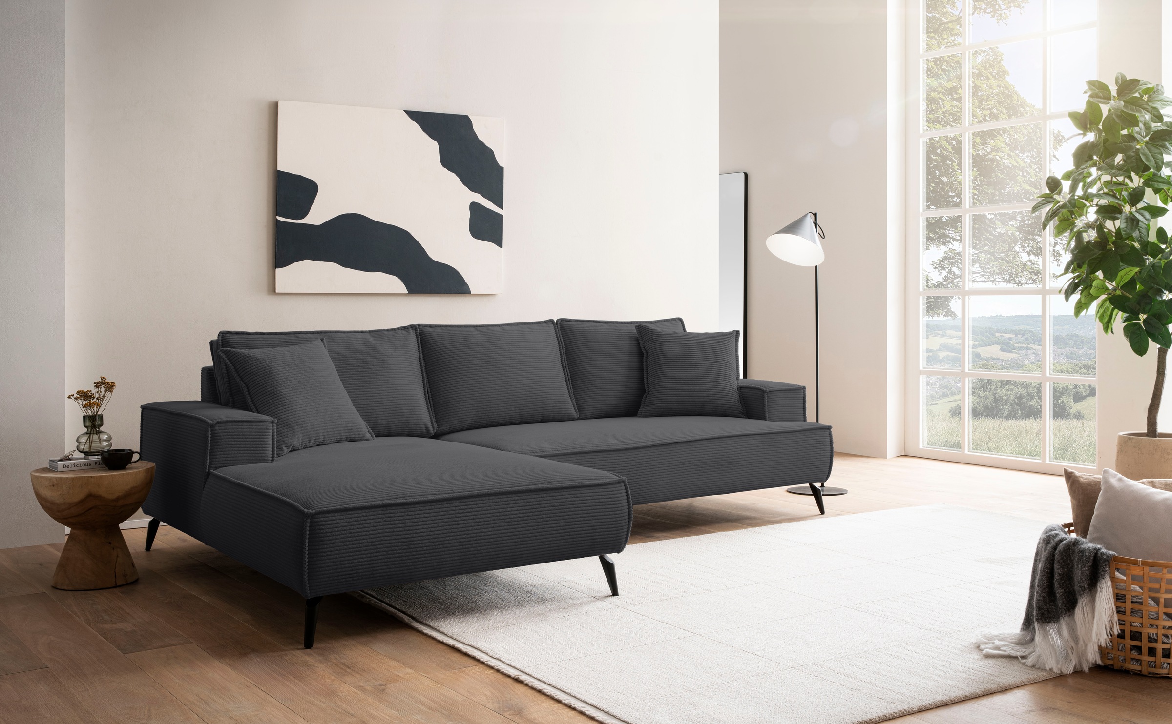 Home affaire Ecksofa "TVINNU, L-Form, 275cm, in Cord und Leinenoptik" wahlw günstig online kaufen