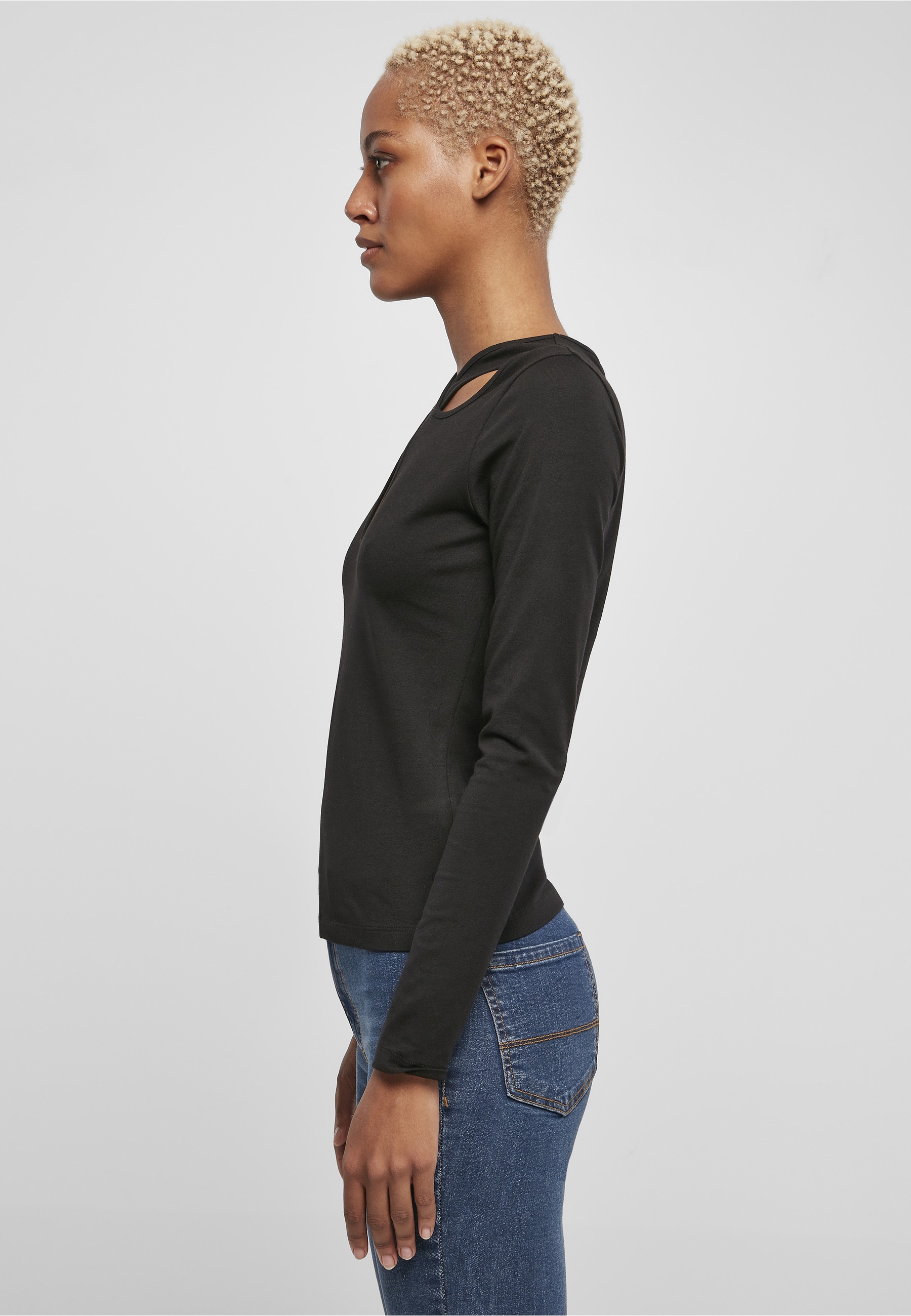 URBAN CLASSICS Longsleeve »Urban Classics Damen Ladies Crossed Cut Out Longsleeve« 1 Stk.