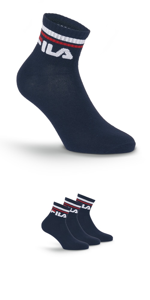 Fila Kurzsocken 3 Paar tlg. Cotton-Mix, Unisex, Kontraststreifen günstig online kaufen