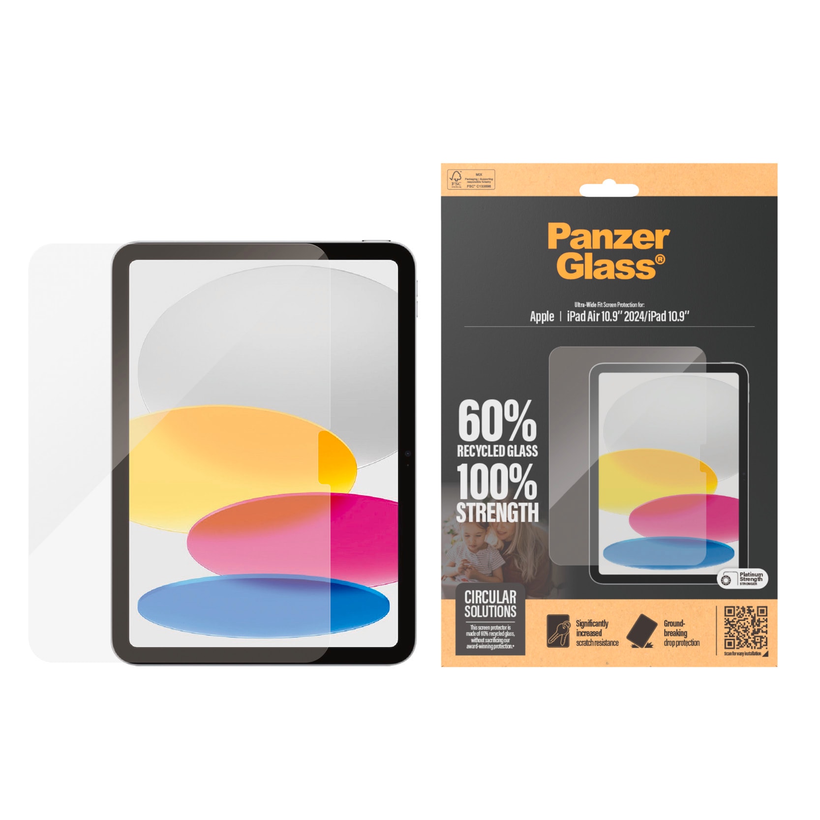 PanzerGlass Displayschutzglas »Ultra Wide Fit Screen Protector«, für Apple iPad Air 10.9 2024-Apple iPad 10.9, Displayschutzfolie, Schutzfolie, Bildschirmschutz, kratz- & stoßfest