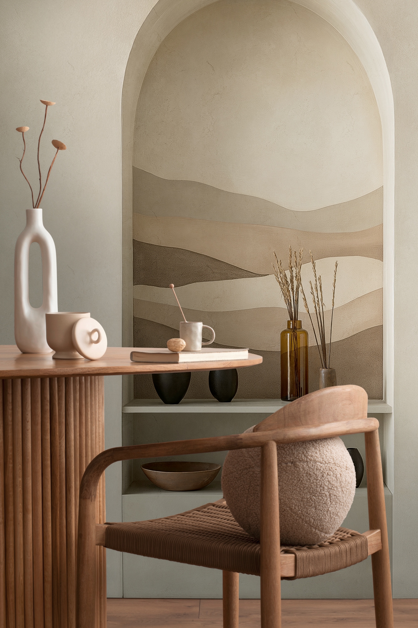 CosmoLiving by Cosmopolitan "Clay Mirage Fototapete erweiterbar" matt strukturiert 3D-Rundbogen mit natürlicher Tiefe