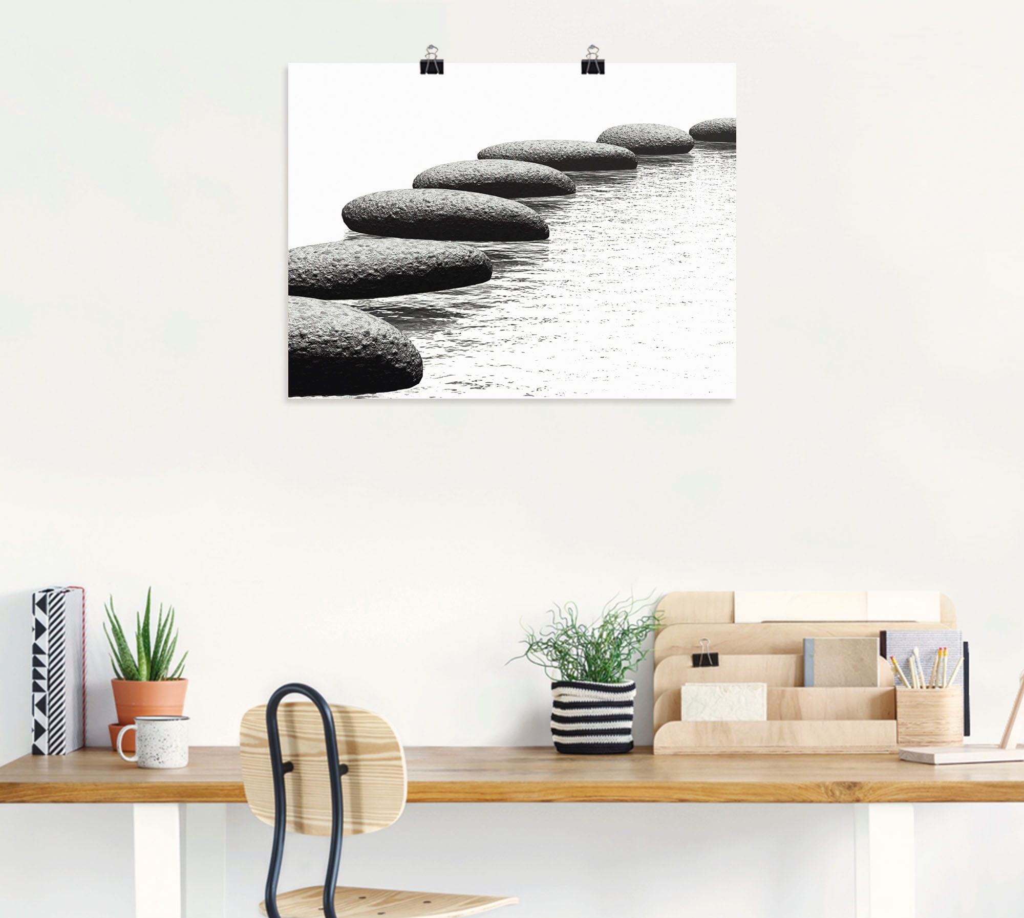 Artland Wandbild »Ein Kiesel auf einem Hintergrund«, Gewässer, (1 St.), als Alubild, Outdoorbild, Leinwandbild, Wandaufkleber, versch. Größen