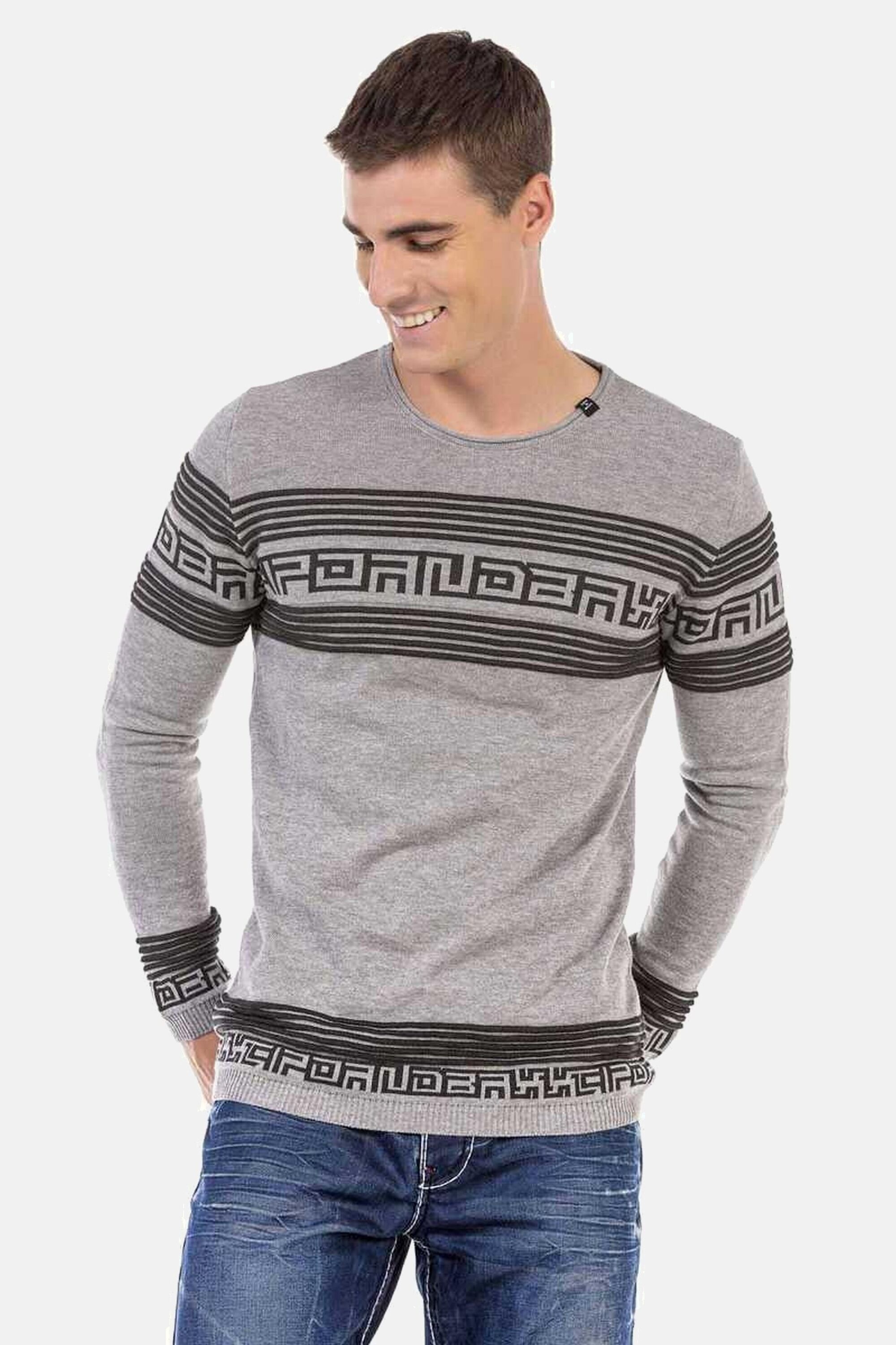 Cipo & Baxx Rundhalspullover »Pullover«, in Streifenoptik, CP243