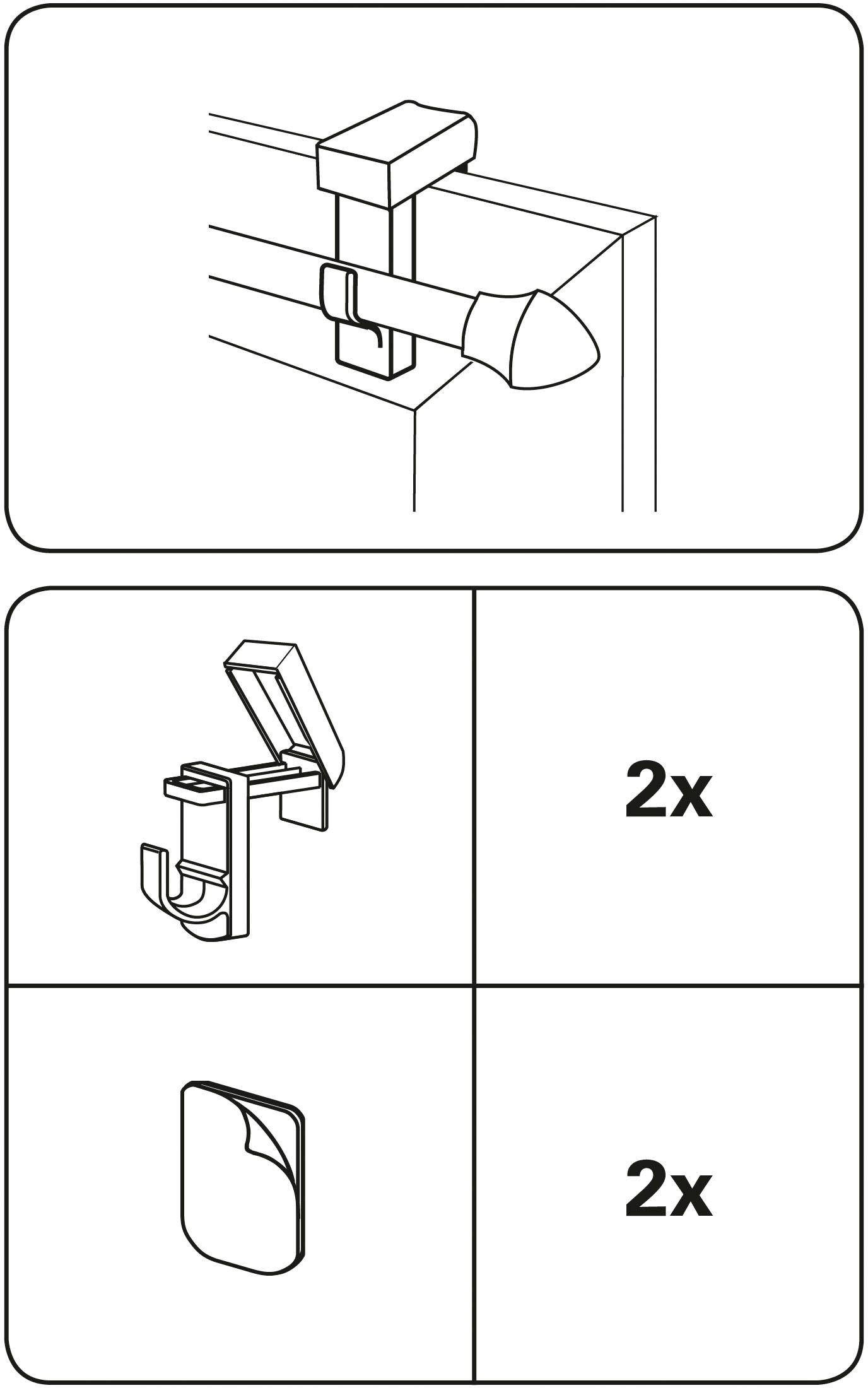 GARDINIA Klemmträger »Klemmträger für Vitragestangen/Cafehausstangen«, Zubehör 2 (Set, | Rechnung auf Vitragestangen/Caféhausstangen BAUR St.)