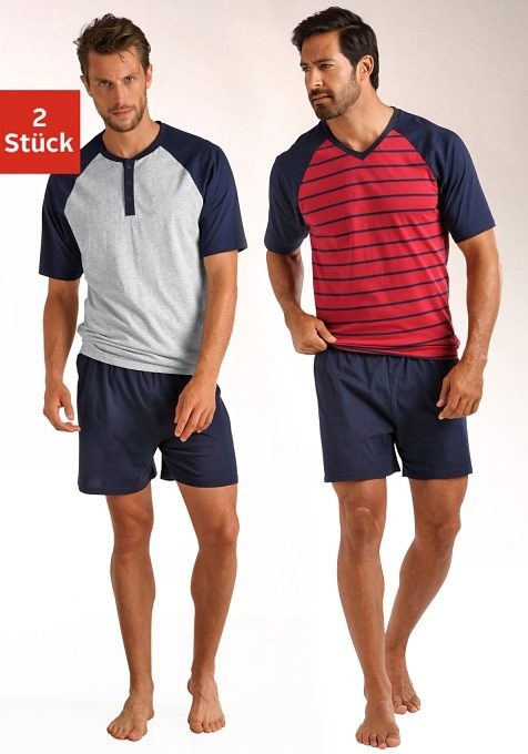 le jogger Pyjama Packung, 4 tlg. in kurzer Form, mit Raglanärmeln
