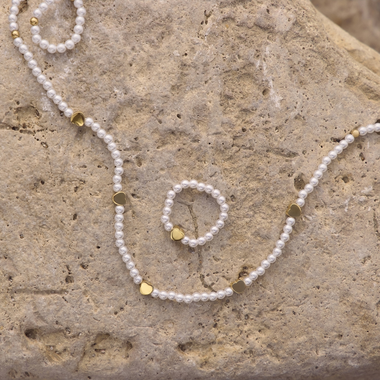 Amor Perlenkette »Herzen« mit Glasperle