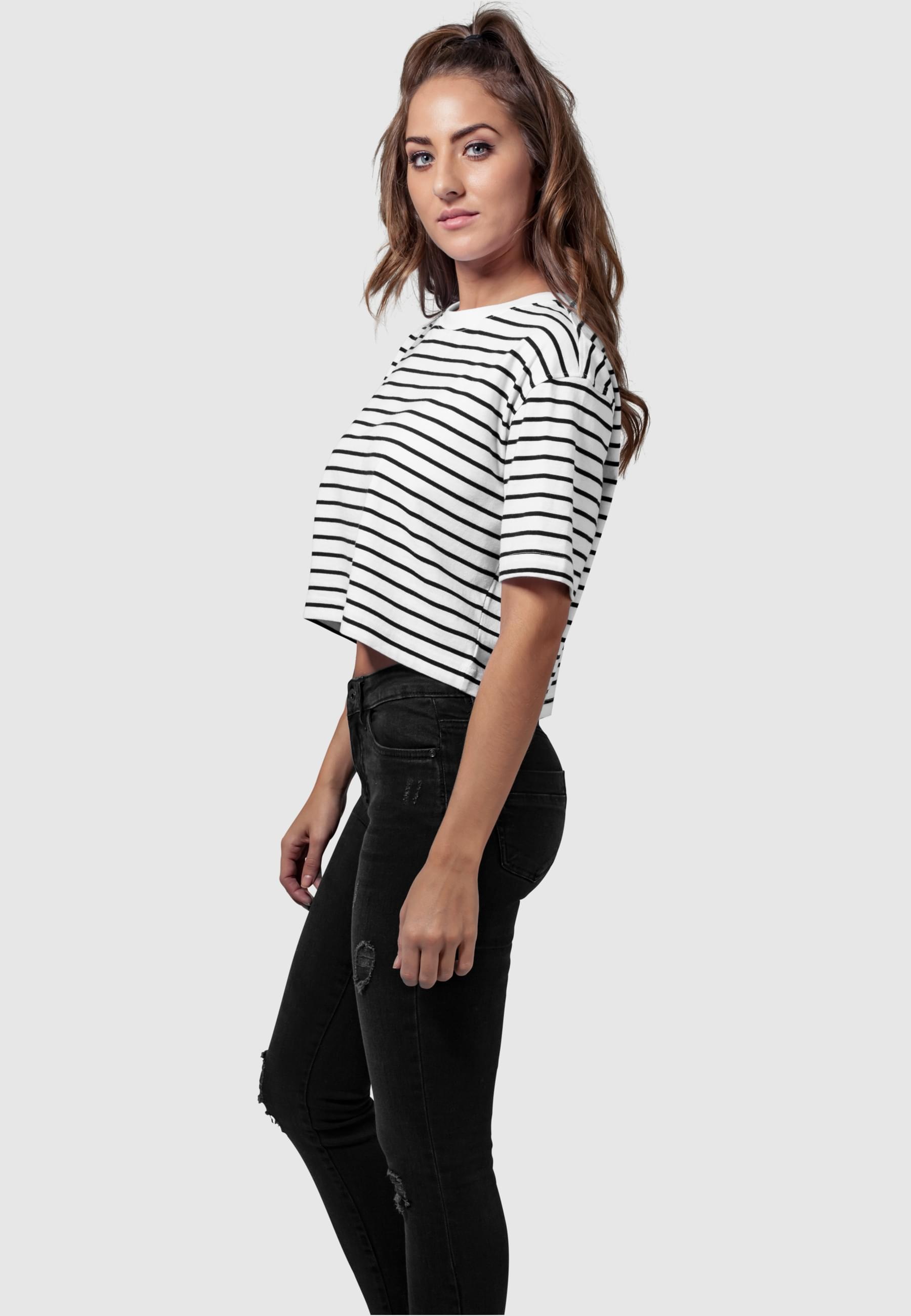 URBAN CLASSICS Kurzarmshirt »Urban Classics Damen Ladies Short Striped Oversized Tee«, (1 tlg.)