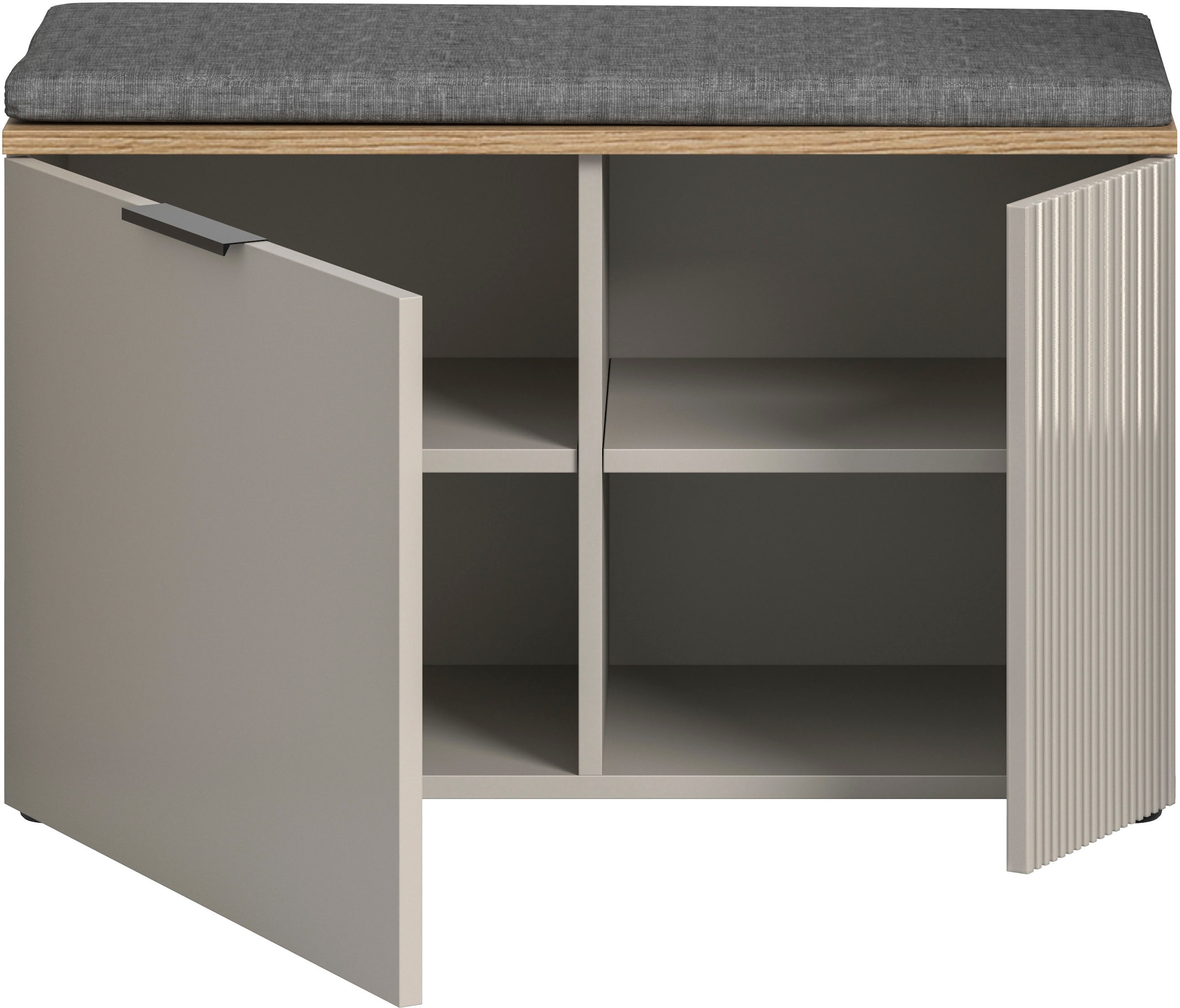 Home affaire Sitzbank »EDIL, Breite 80cm, 2 Türen, 4 Fächer, inkl. Sitzkissen« moderne Farbkombination, Platz für ca. 6 Paar Schuhe, 2 Stk. tlg. Garderobenbank, Bank, Flurbank, Schuhbank, Dielenbank