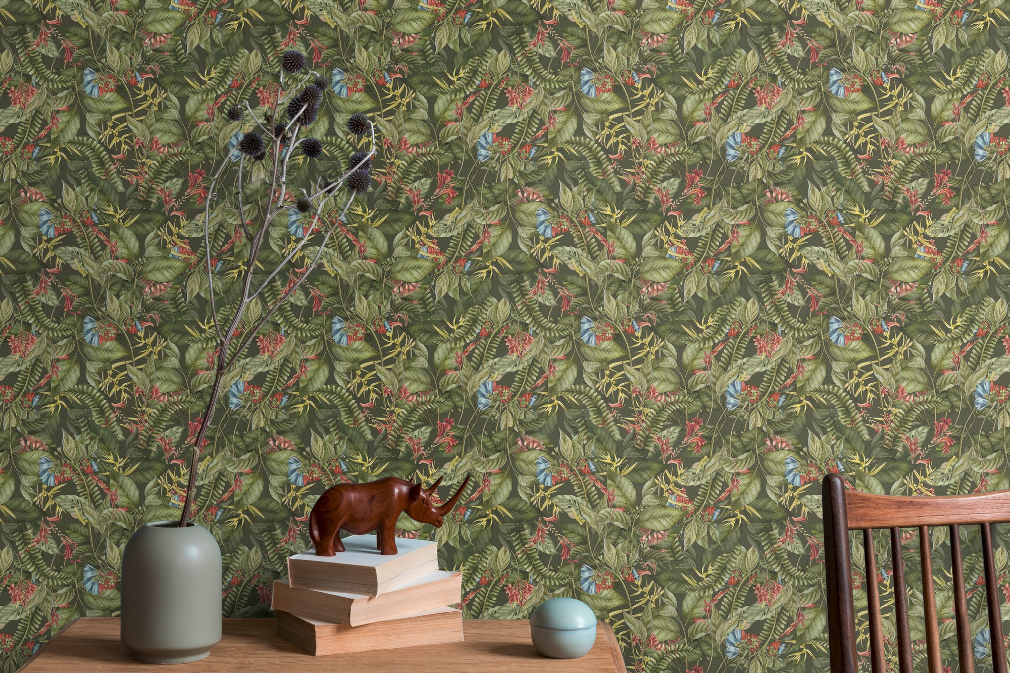 living walls Vliestapete »Drawn Into Nature Dschungel-Tapete Mustertapete Floral Dschungeloptik«, matt, Vliestapete Dschungel für Schlafzimmer Küche Wohnzimmer Dschungel Flur