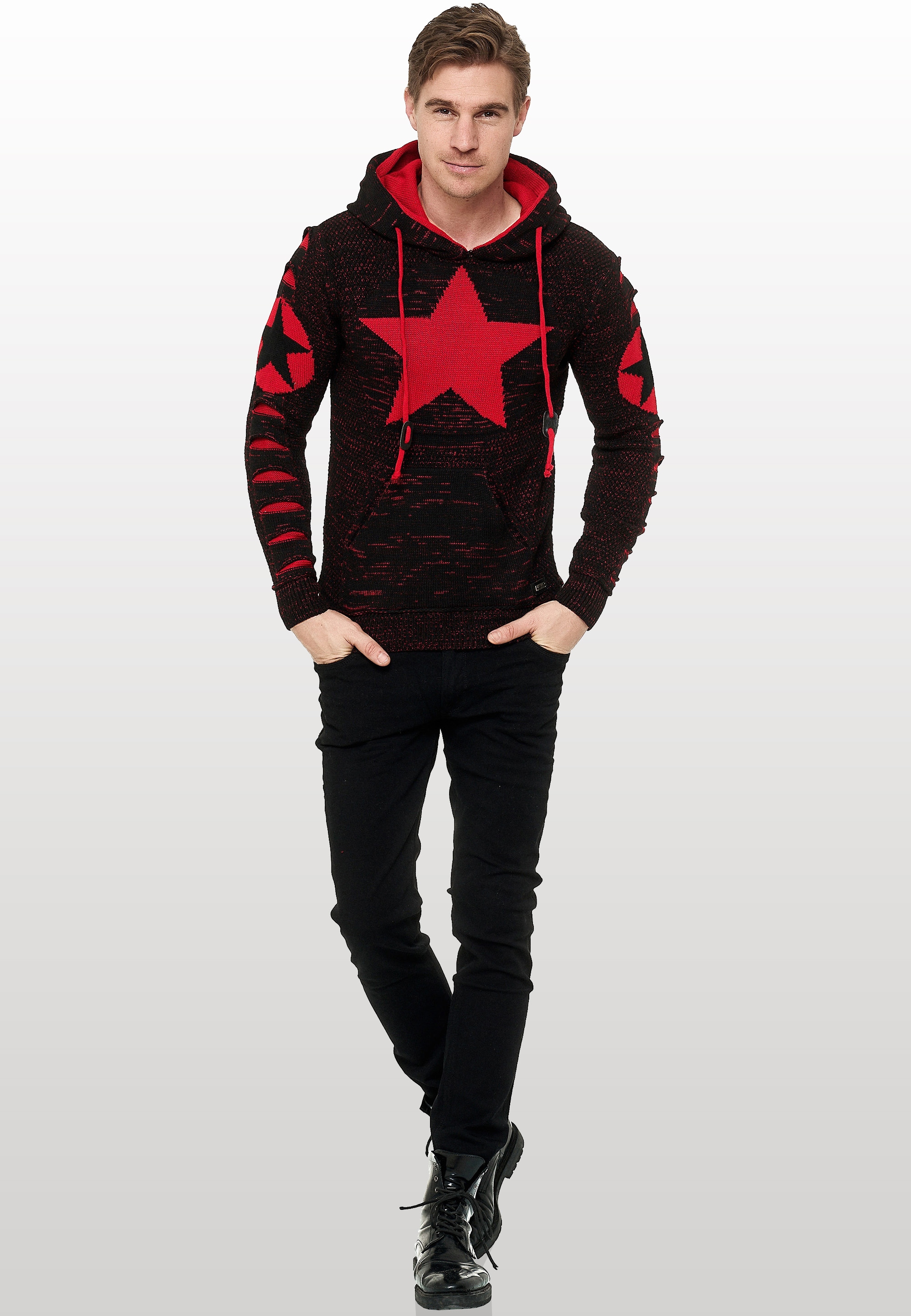 Rusty Neal Kapuzensweatshirt, mit großem Stern-Design
