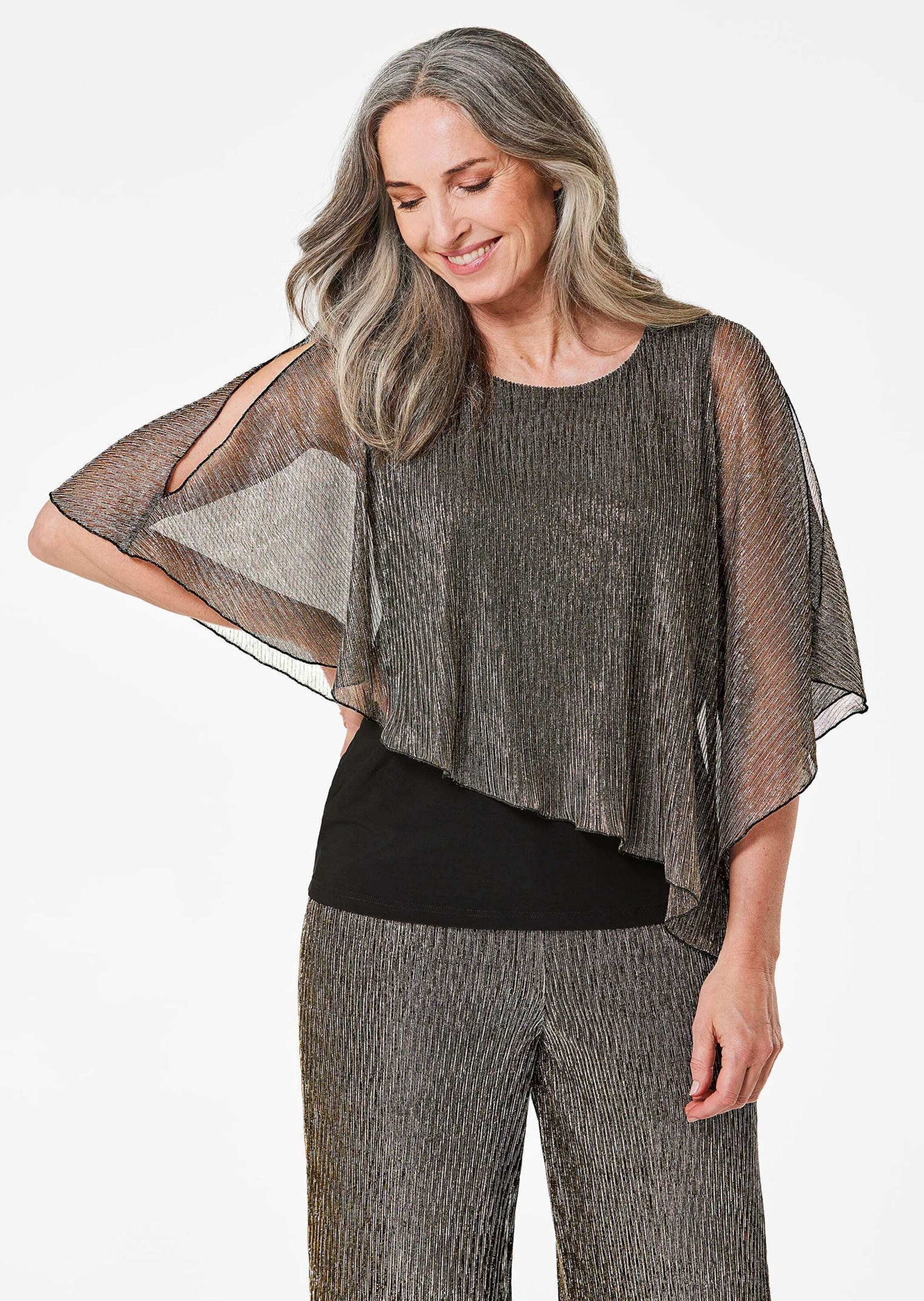 GOLDNER Kurzarmshirt "Kurzgröße Jerseyshirt mit Glanzakzenten" günstig online kaufen