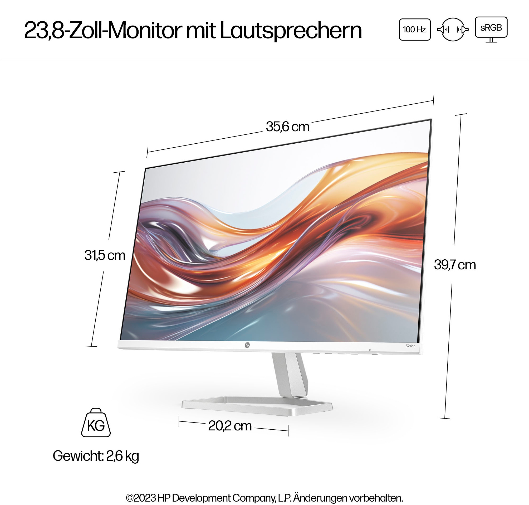 HP LED-Monitor »524sa (HSD-0174-K)«, 61 cm/24 Zoll, 1920 x 1080 px, Full HD, 5 ms Reaktionszeit, 100 Hz