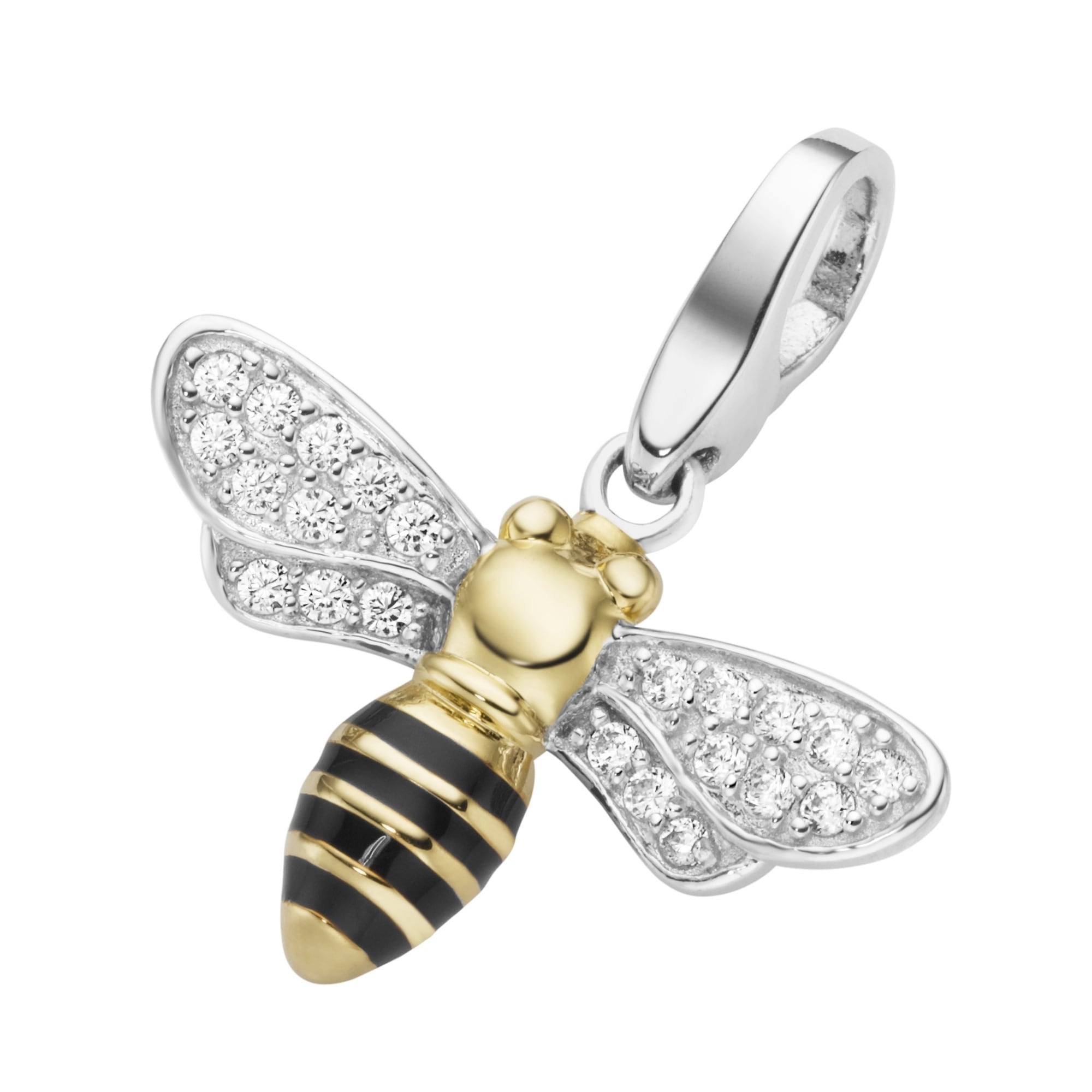 Charm-Einhänger »Biene mit Zirkonia, Silber 925«