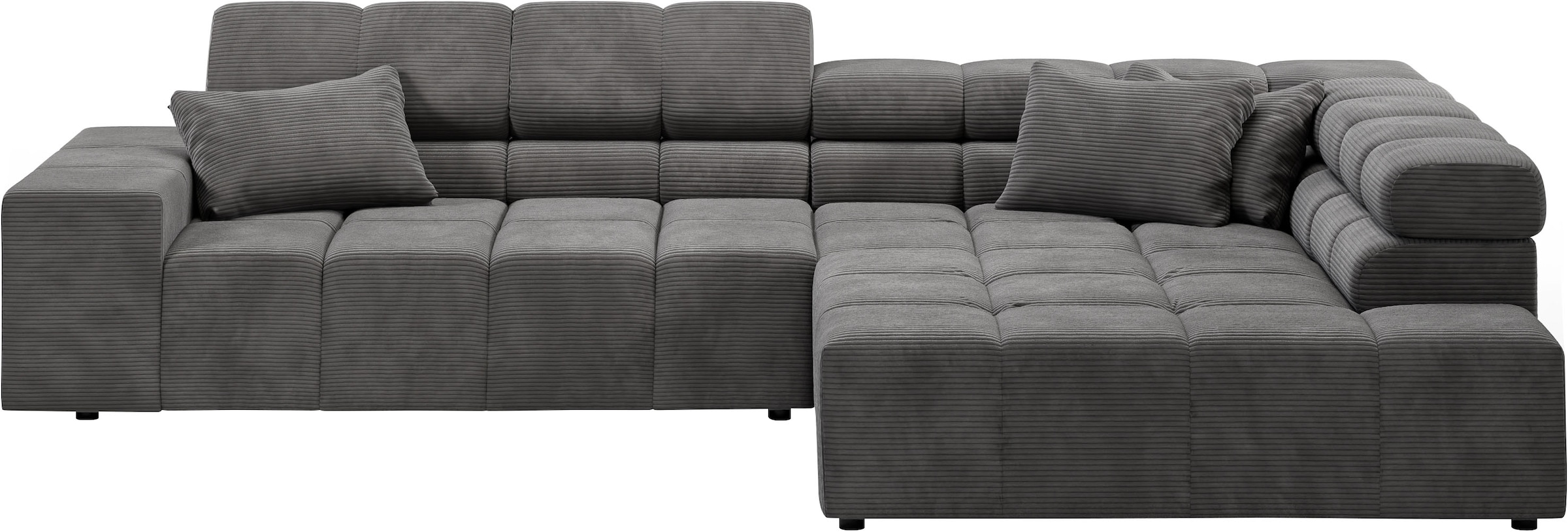 INOSIGN Ecksofa »Ancona incl. Kopfteilverstellung, Zierkissen Breite 319cm, L-Form«, wahlweise motorische Sitztiefenverstellung, auch in Cord + Easy Care