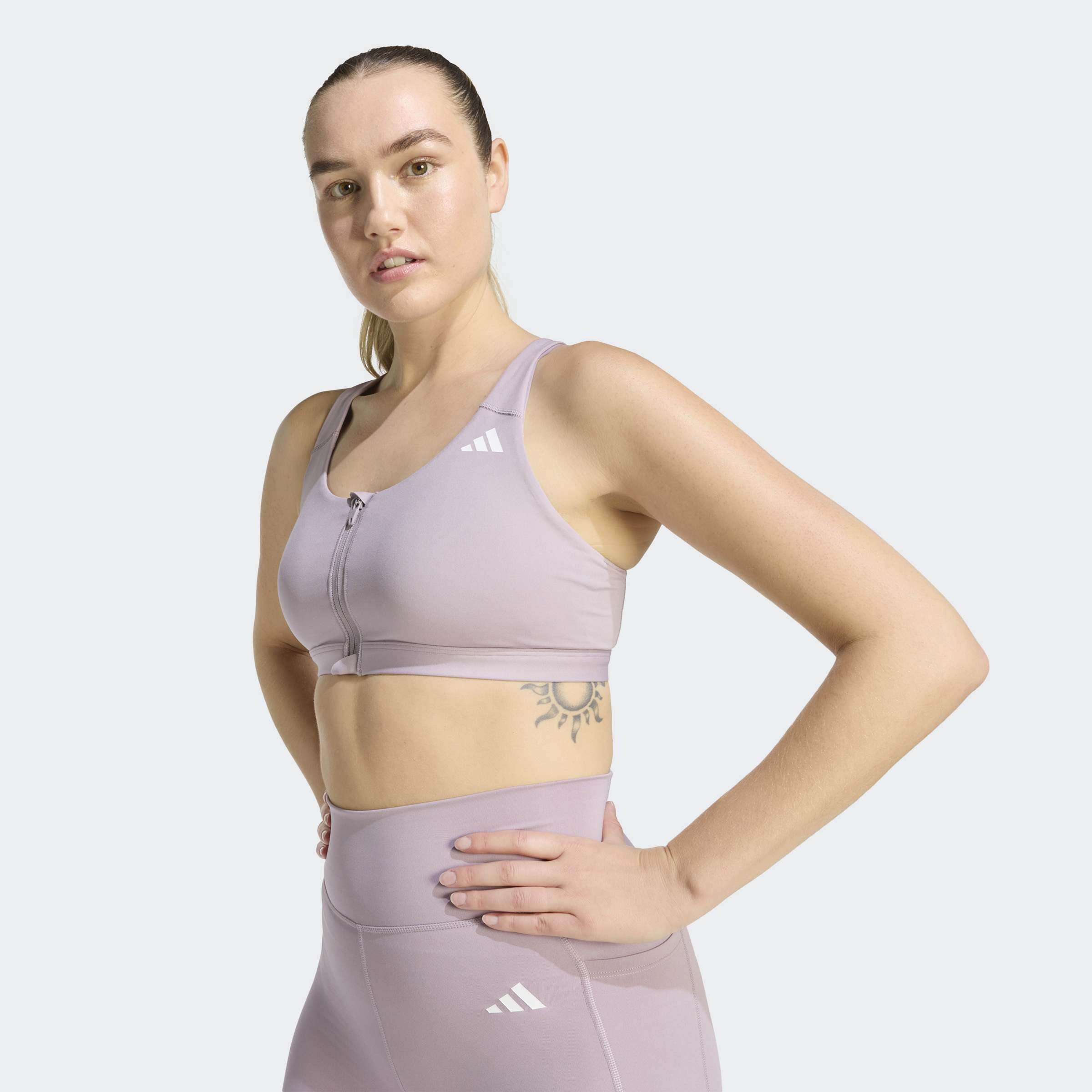 Thumbnail - adidas Performance Sport-BH "OPTIME ESSENTIALS WORKOUT ZIP-FRONT MEDIUM SUPPORT" 1