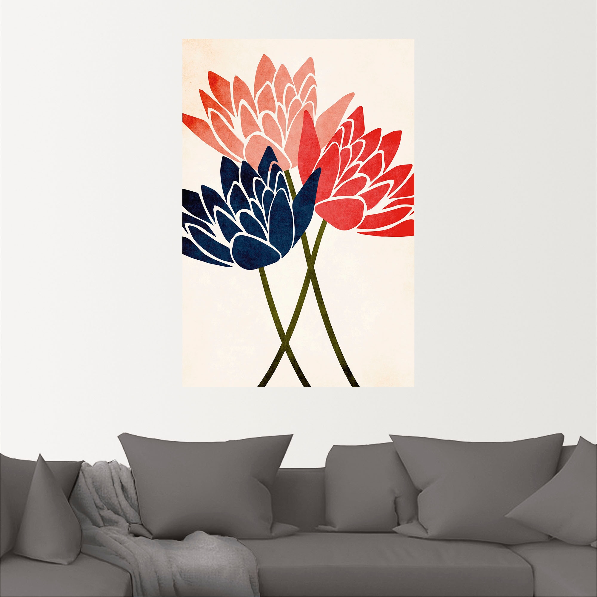 Artland Leinwandbild »Drei Blüten«, Blumenbilder, (1 St.), auf Keilrahmen gespannt