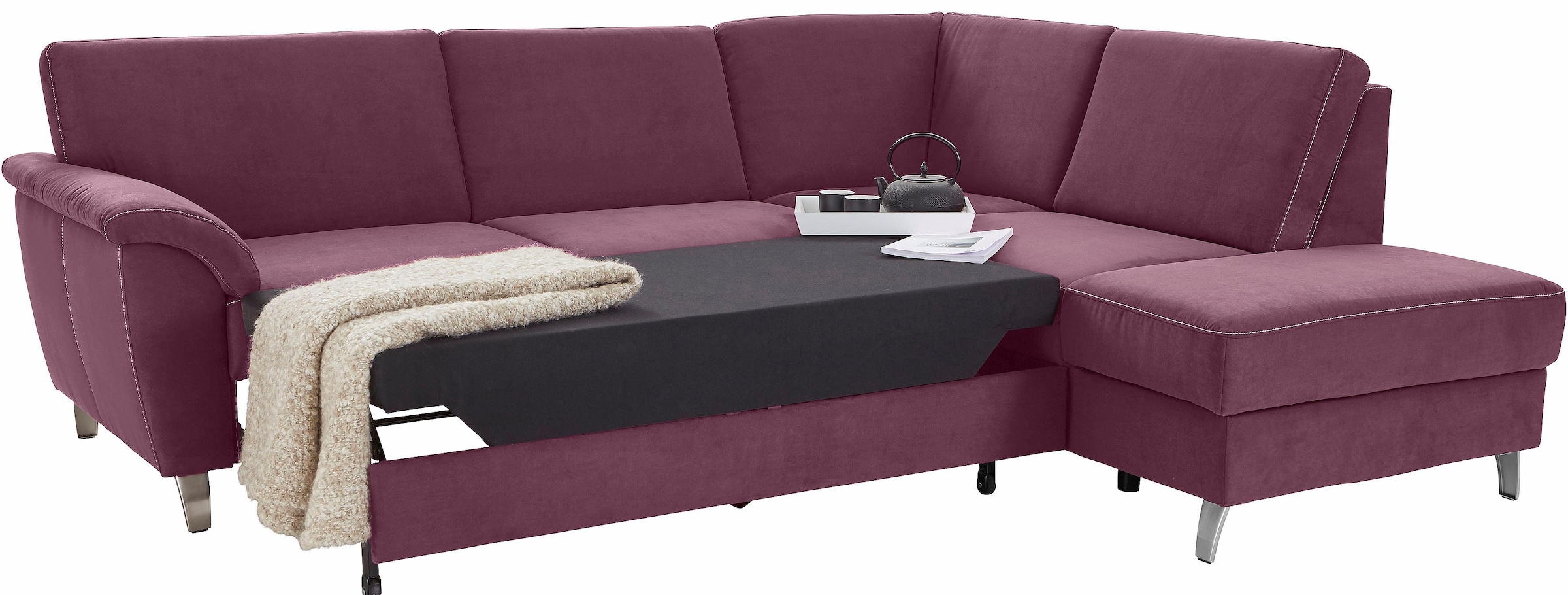 sit&more Ecksofa »Texel L-Form«, mit Federkern, wahlweise mit Bettfunktion und Bettkasten