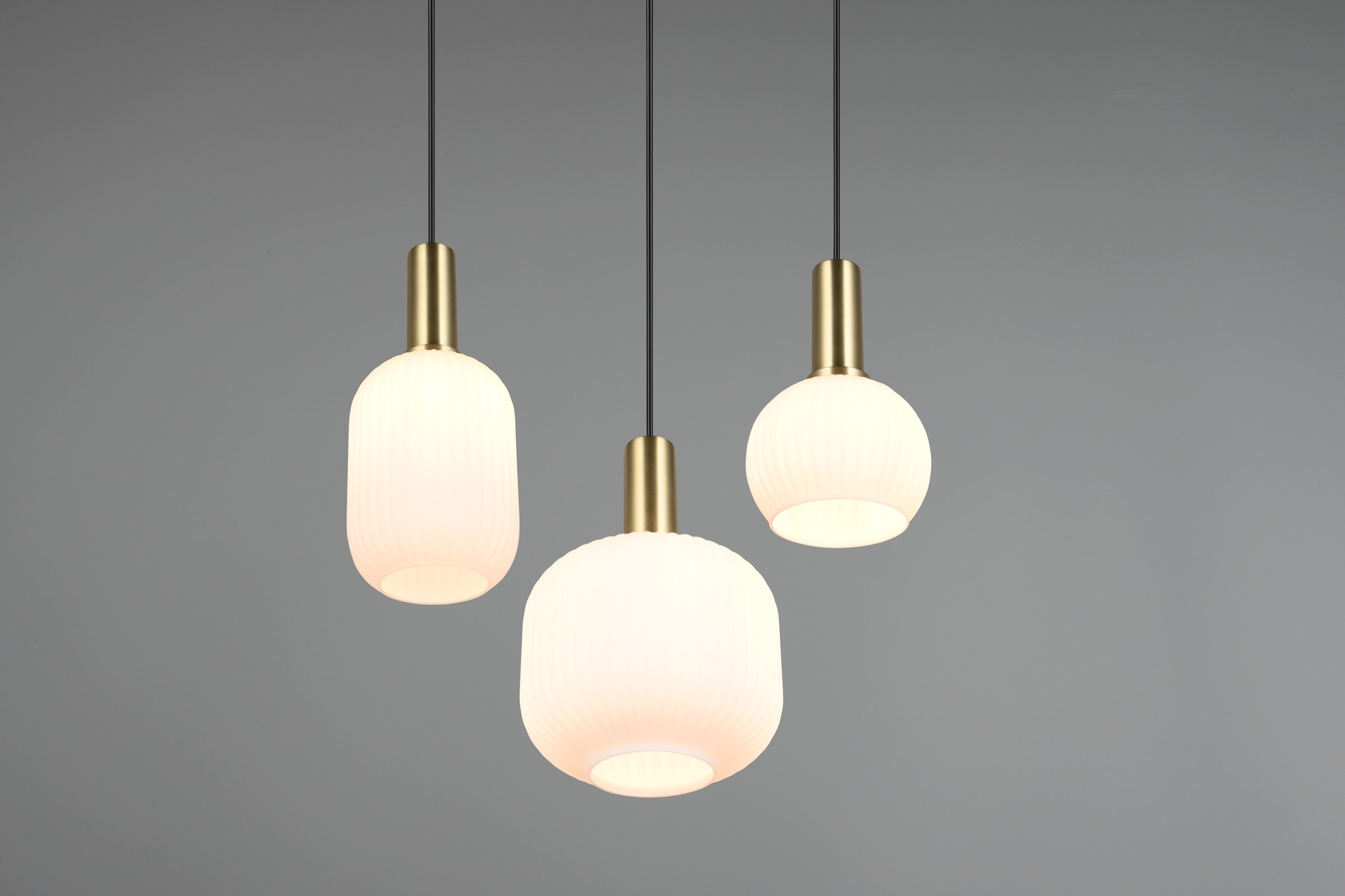 TRIO Leuchten Pendelleuchte »DIVA, E27 Hängelampe 3-flammig mit Glasschirm, exkl 3xE27 max 10W«, 3 flammig, Leuchtmittel E27 | Leuchtmittel wechselbar, höhenverstellbar bis max 150cm Hängeleuchte Ø 30 cm Wohnzimmer Küche