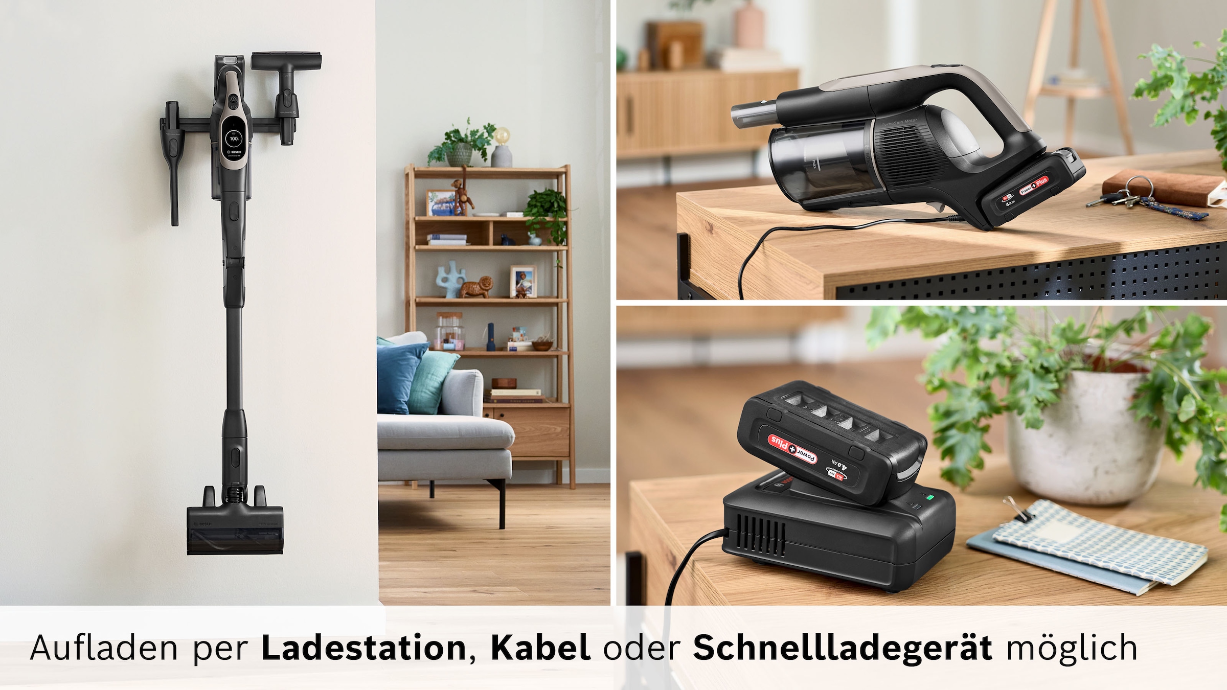 BOSCH Akku-Stielstaubsauger »Unlimited 10 BKS1051GQC, MicroClean™ Technology, Display, Knickrohr« HEPA-Filtersystem, 10 Jahre Motorgarantie, Schnellladegerät, grau