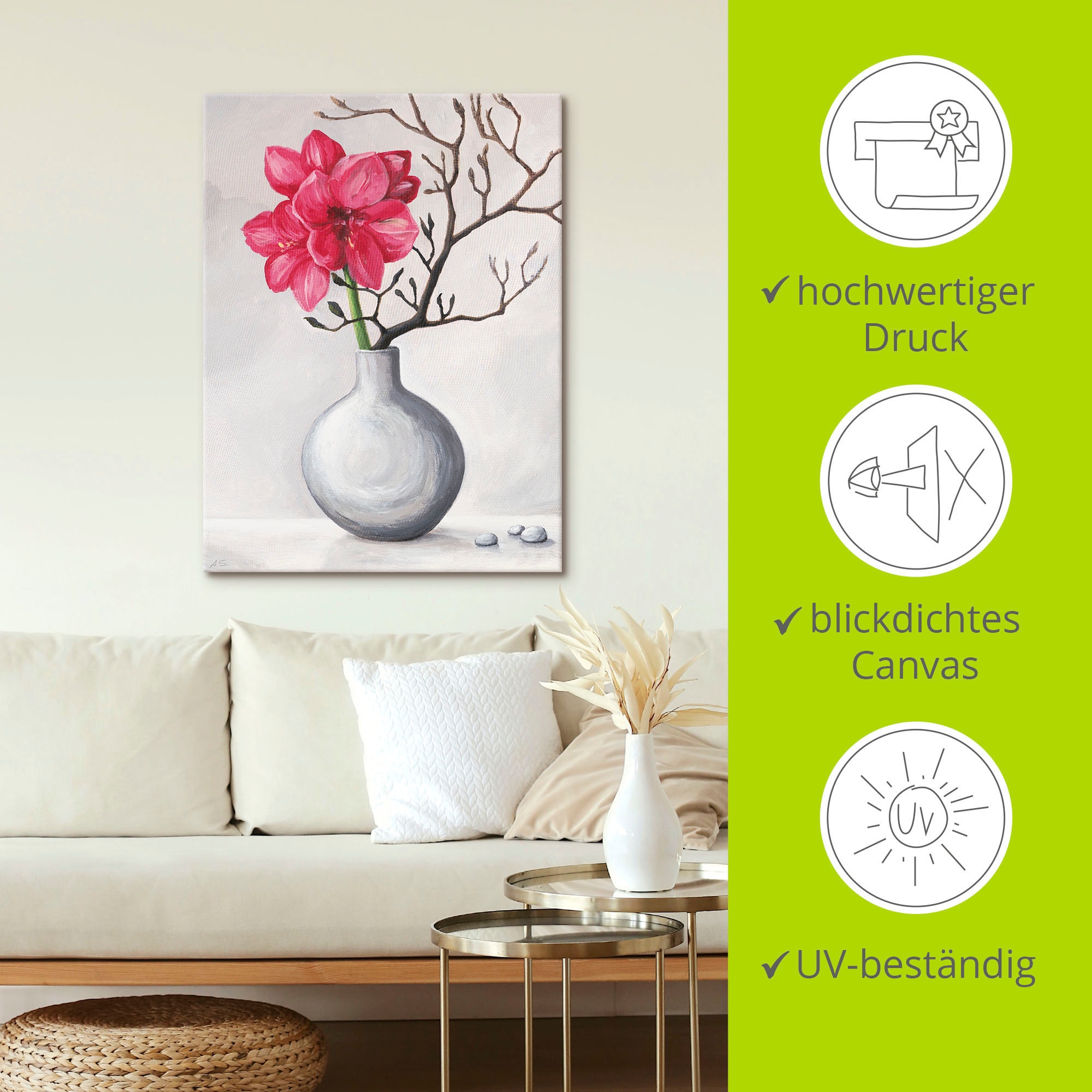 Artland Wandbild »Rote Amaryllis«, Blumen, (1 St.), als Alubild, Outdoorbild, Leinwandbild, Poster in verschied. Größen