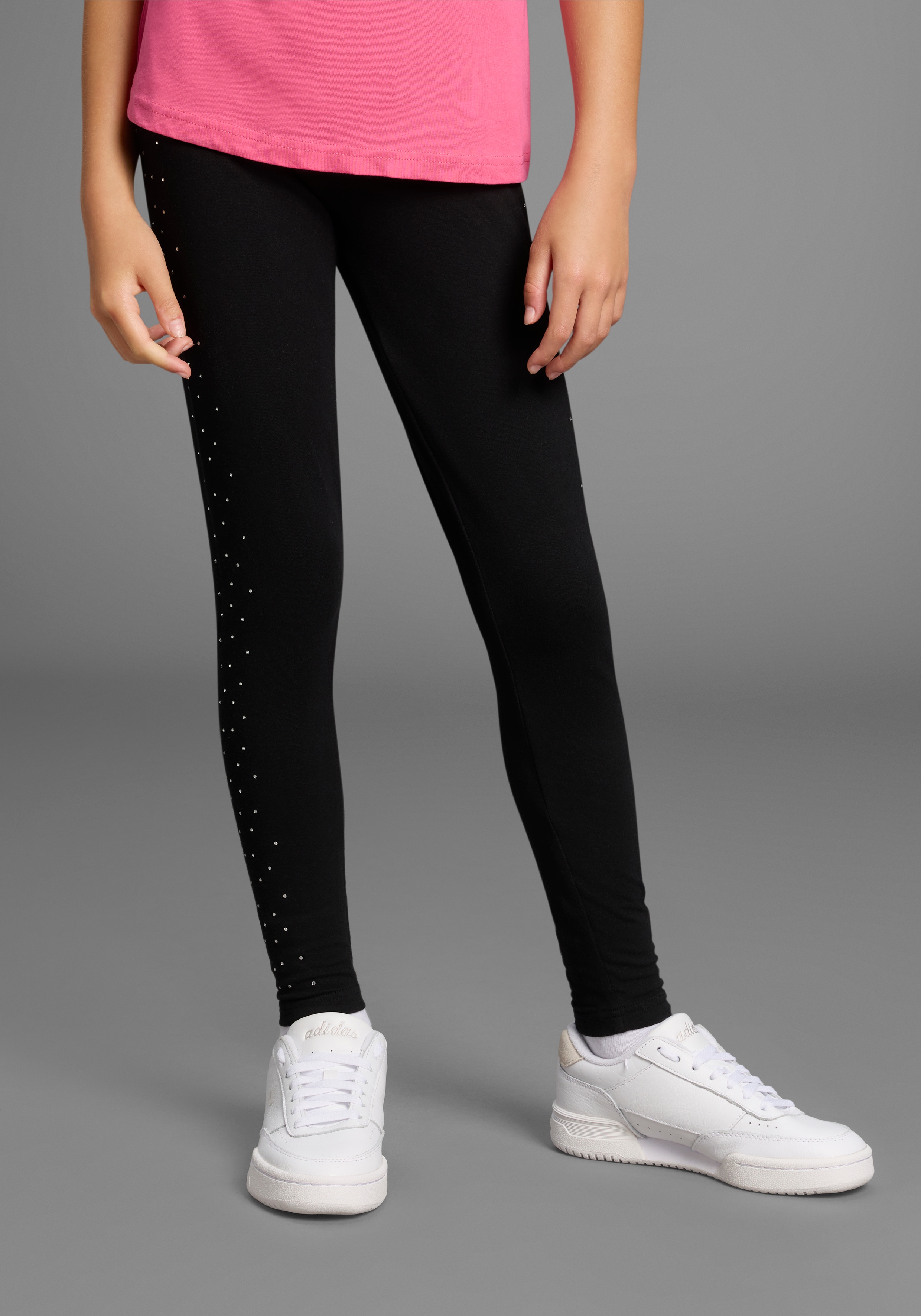 Bruno Banani Leggings "mit glitzernden Strass-Steinen an der Seite, für Mädchen" Für TEENS. Glitzer-Leggings
