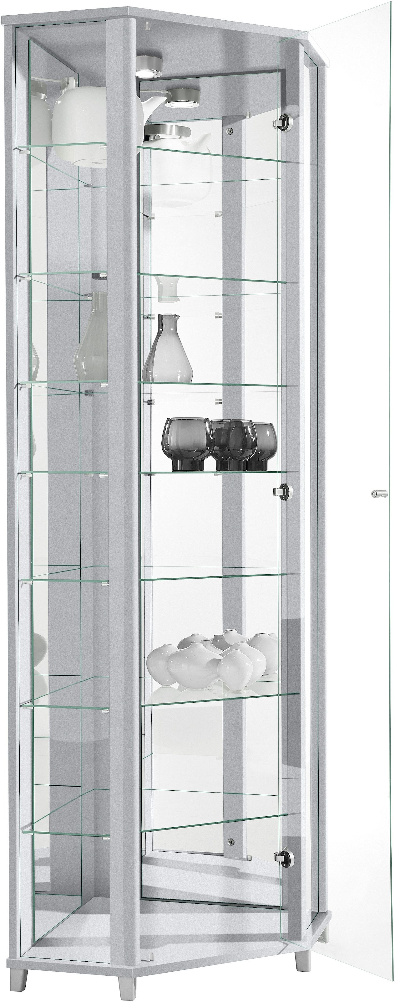 fif möbel Eckvitrine »TRIO Höhe ca. 172 cm, ink. Beleuchtung«, Eckvitrine/Glasvitrine 1x Glastür, perfekt für Sammler, Sammlervitrine