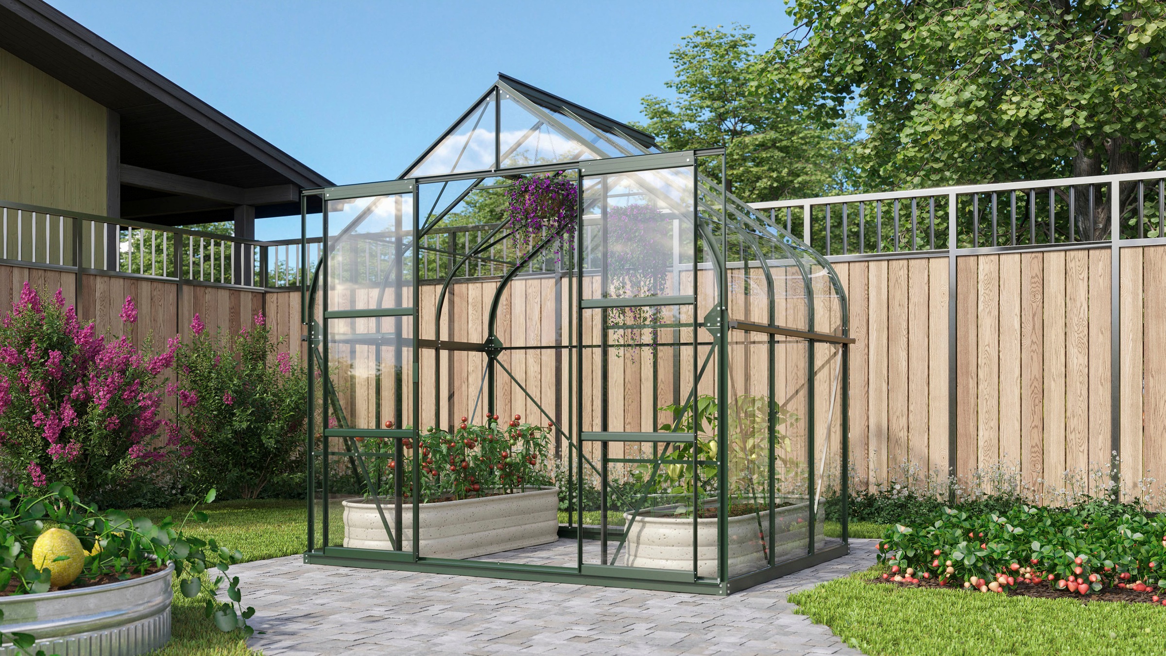 Vitavia Gewächshaus "Dione 5000 smaragd" inkl. Fundamentrahmen, Dachlüfter günstig online kaufen