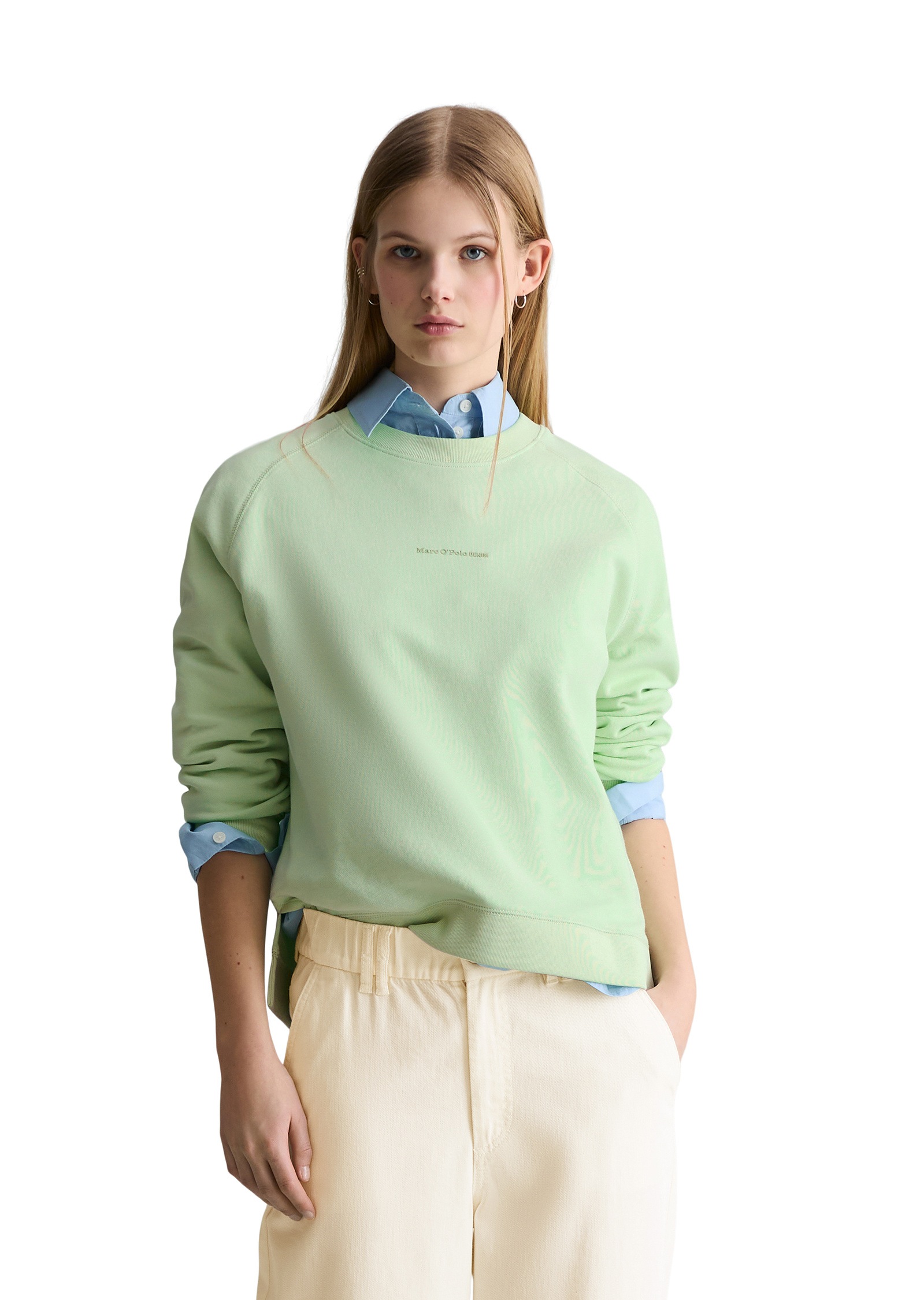 Damen Sweatshirt "aus Organic Cotton"mint mist, Gr. M, MARC O'POLO DENIM, unifarben, Obermaterial: 100% Baumwolle, Sweatshirts