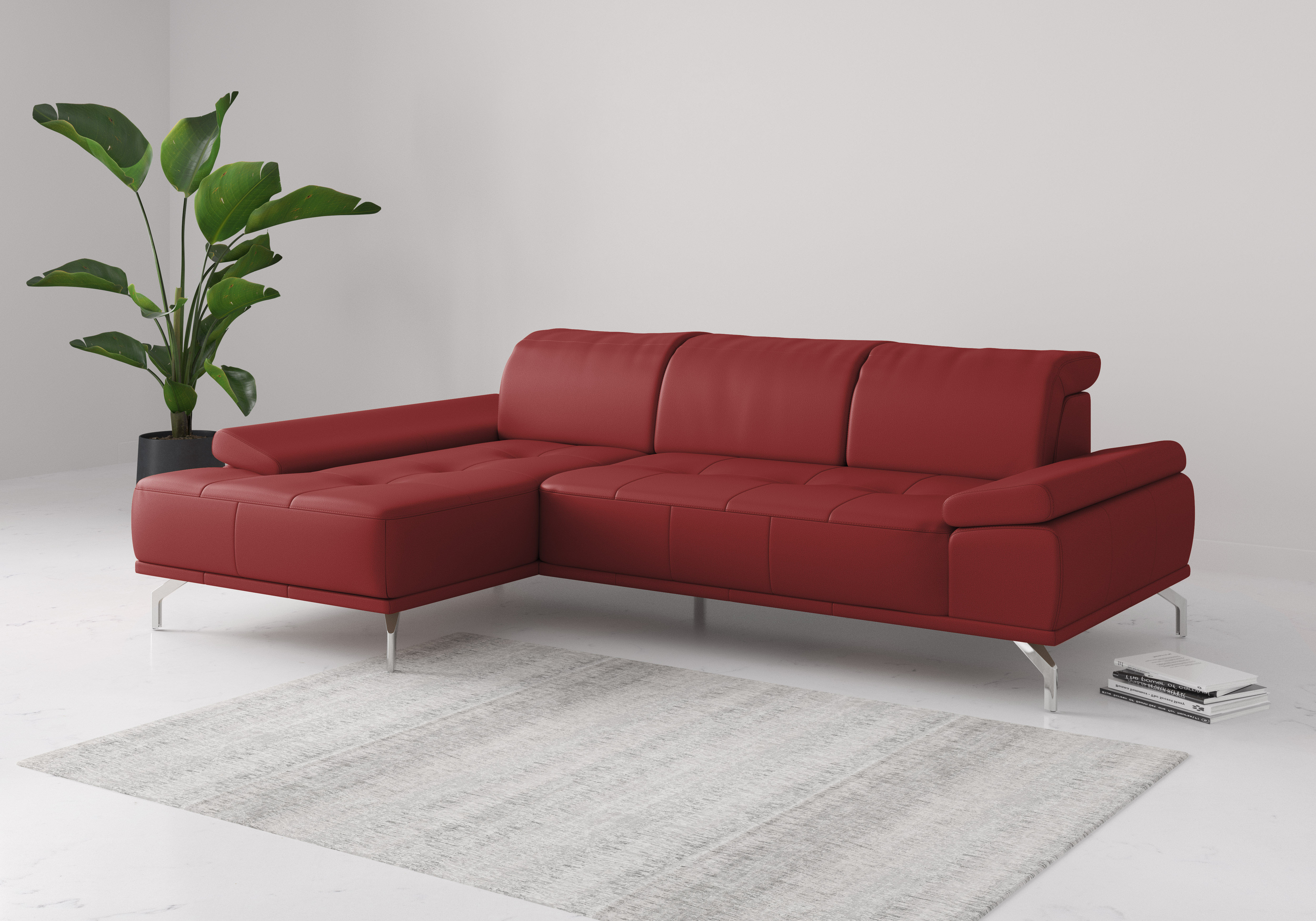 OTTO home Ecksofa "Caluna, L-Form, B:280cm, Federkern, in Stoff und Leder" Inkl.Sitztiefenverstellung, wahlweise mit Kopf- und Armteilverstellung