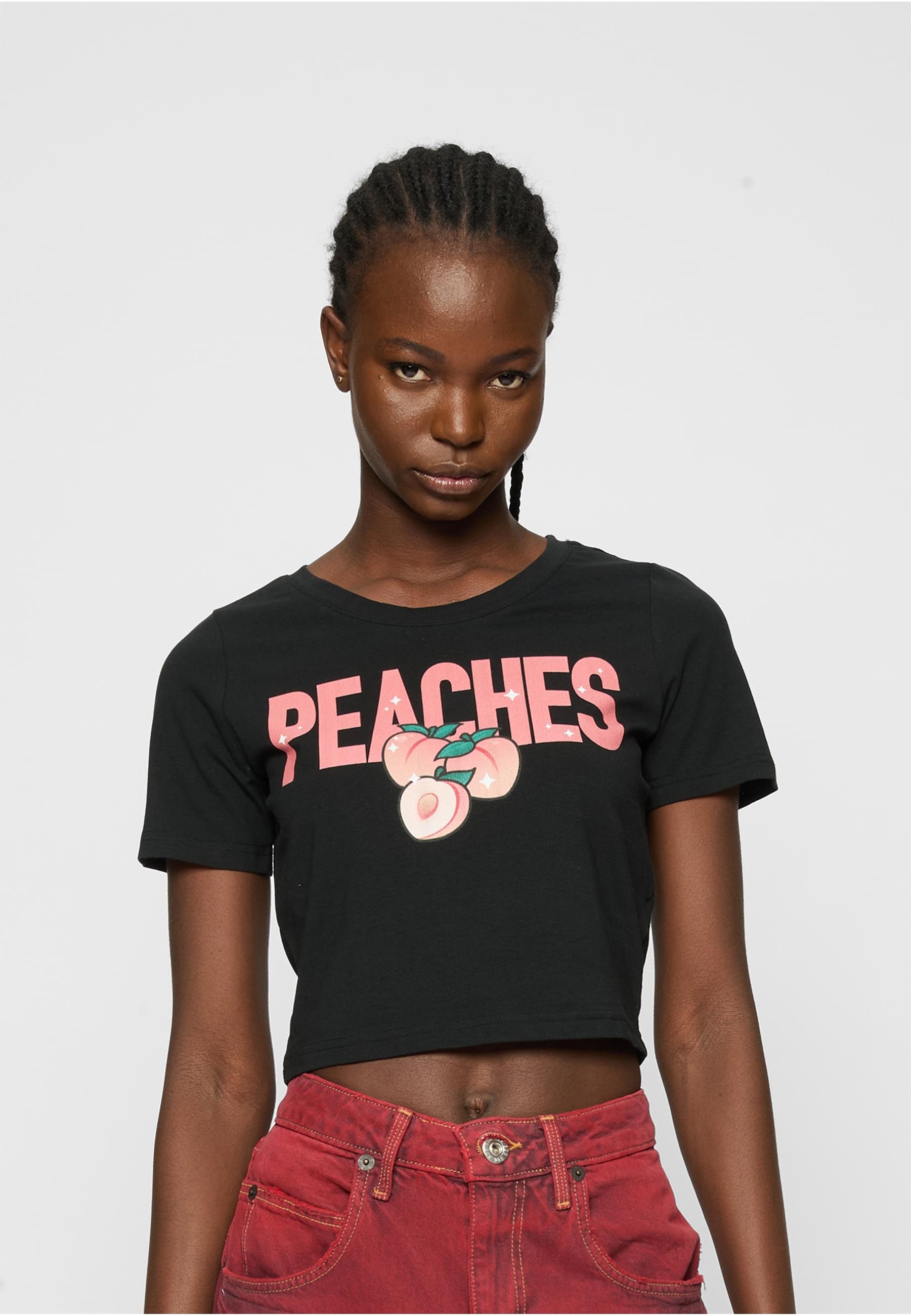 Thumbnail - Miss Tee Kurzarmshirt "Miss Tee Damen Peaches Cropped Tee", (1 tlg.)