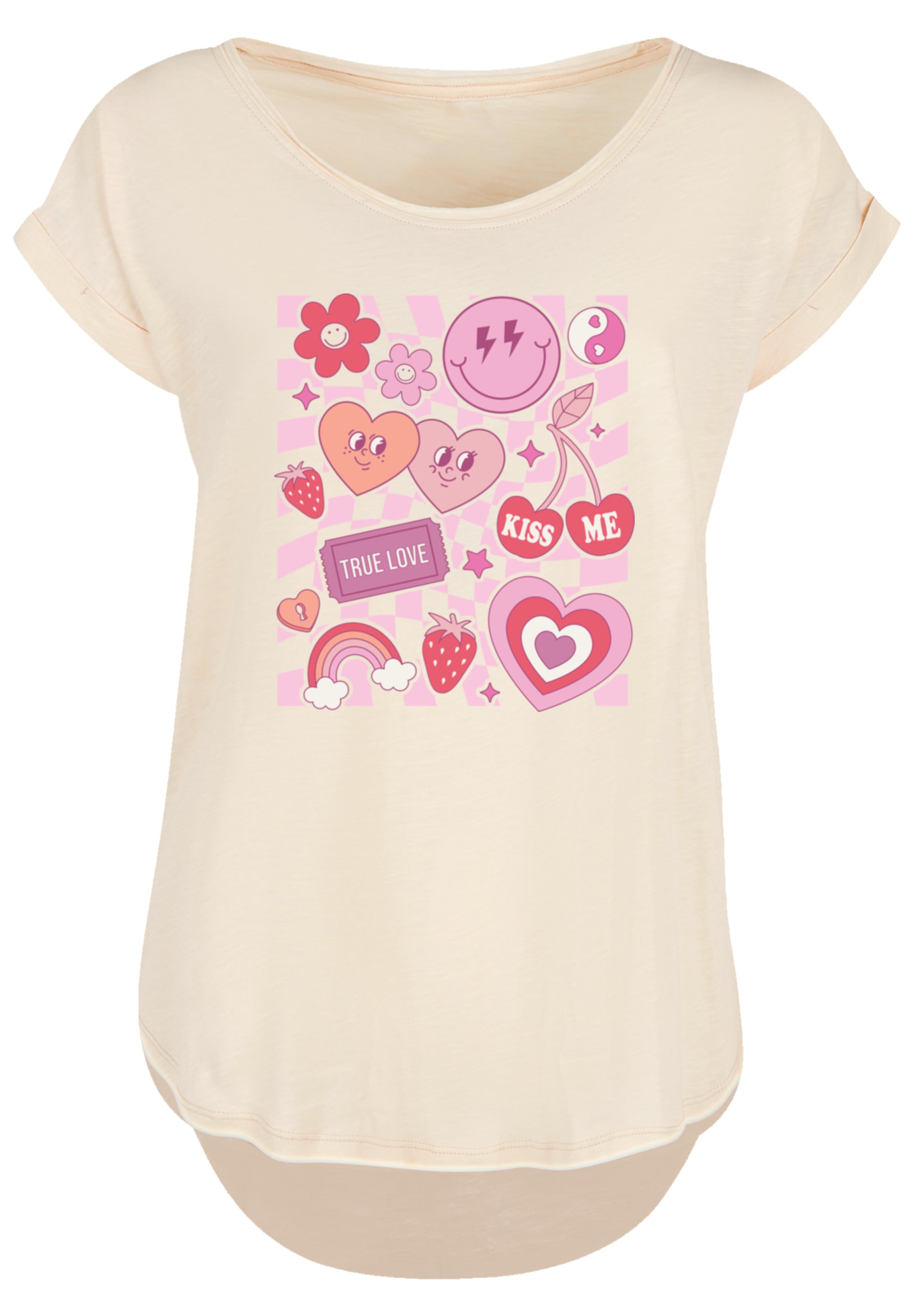 F4NT4STIC T-Shirt »Retro Valentinstag Herz Rainbow Fruits«, Premium Qualität