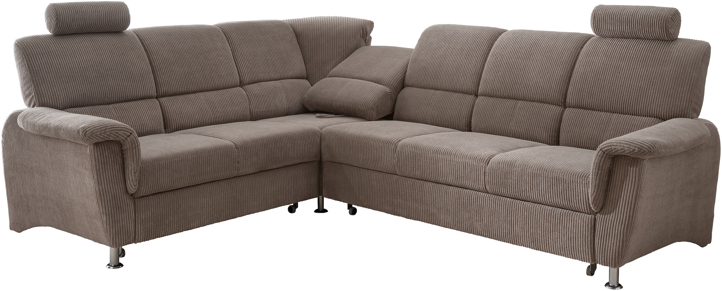 Home affaire Ecksofa »Pisa L-Form, mit Schlaffunktion, Stauraum, 2x höhenverstellbare«, Kopfstützen und Relaxfunktion im Eckelement